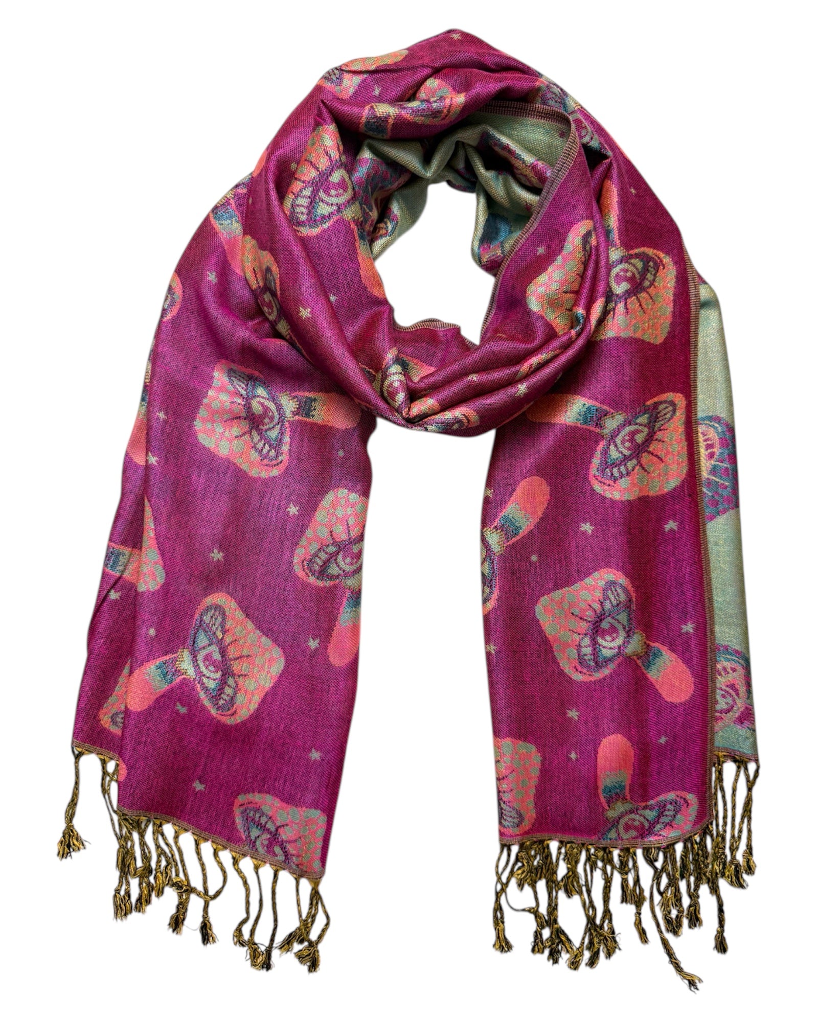 Purple & Teal Reversible Mushroom Eyes Rave Pashmina