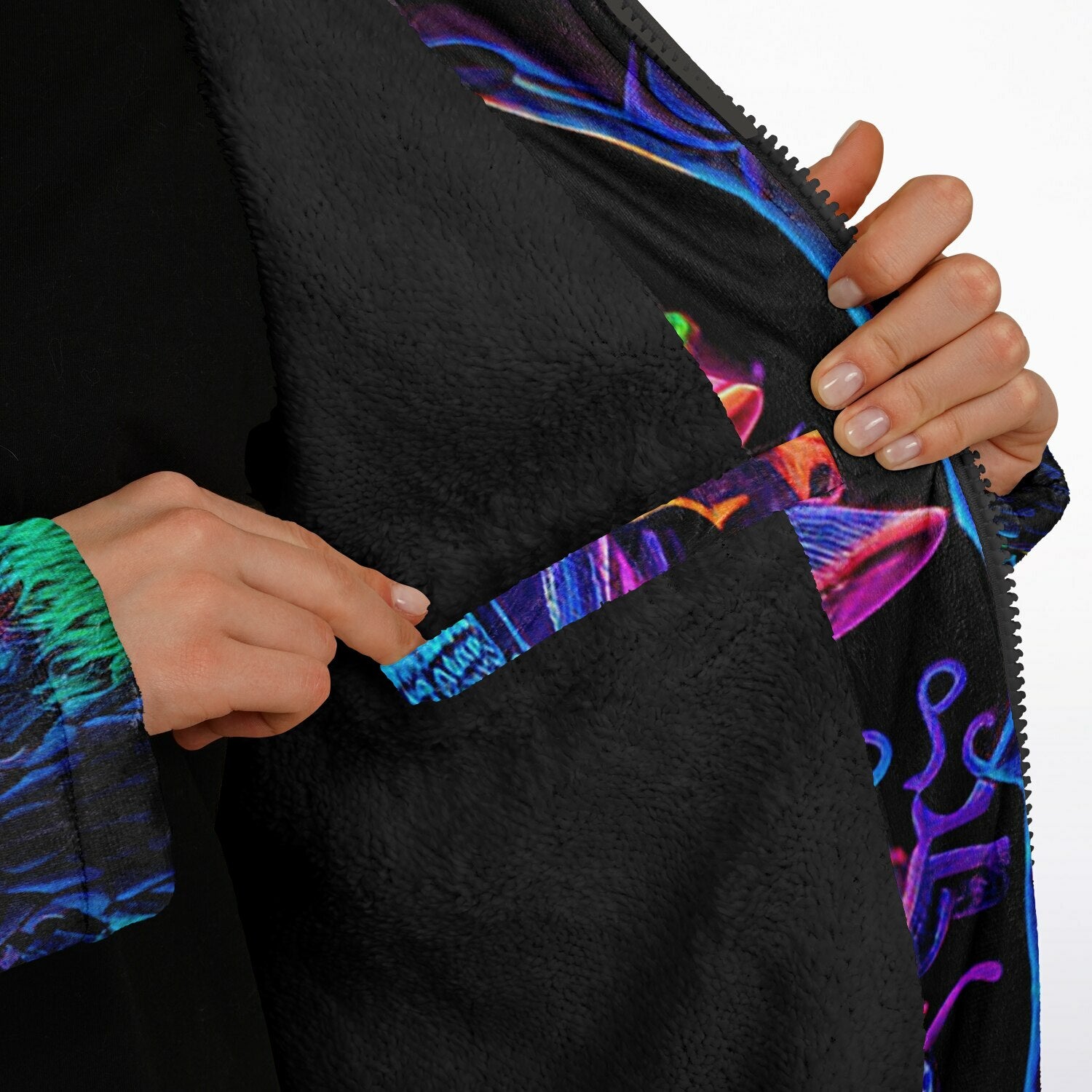 Psychedelic Skull Sanctuary Zipper Plush Cloak