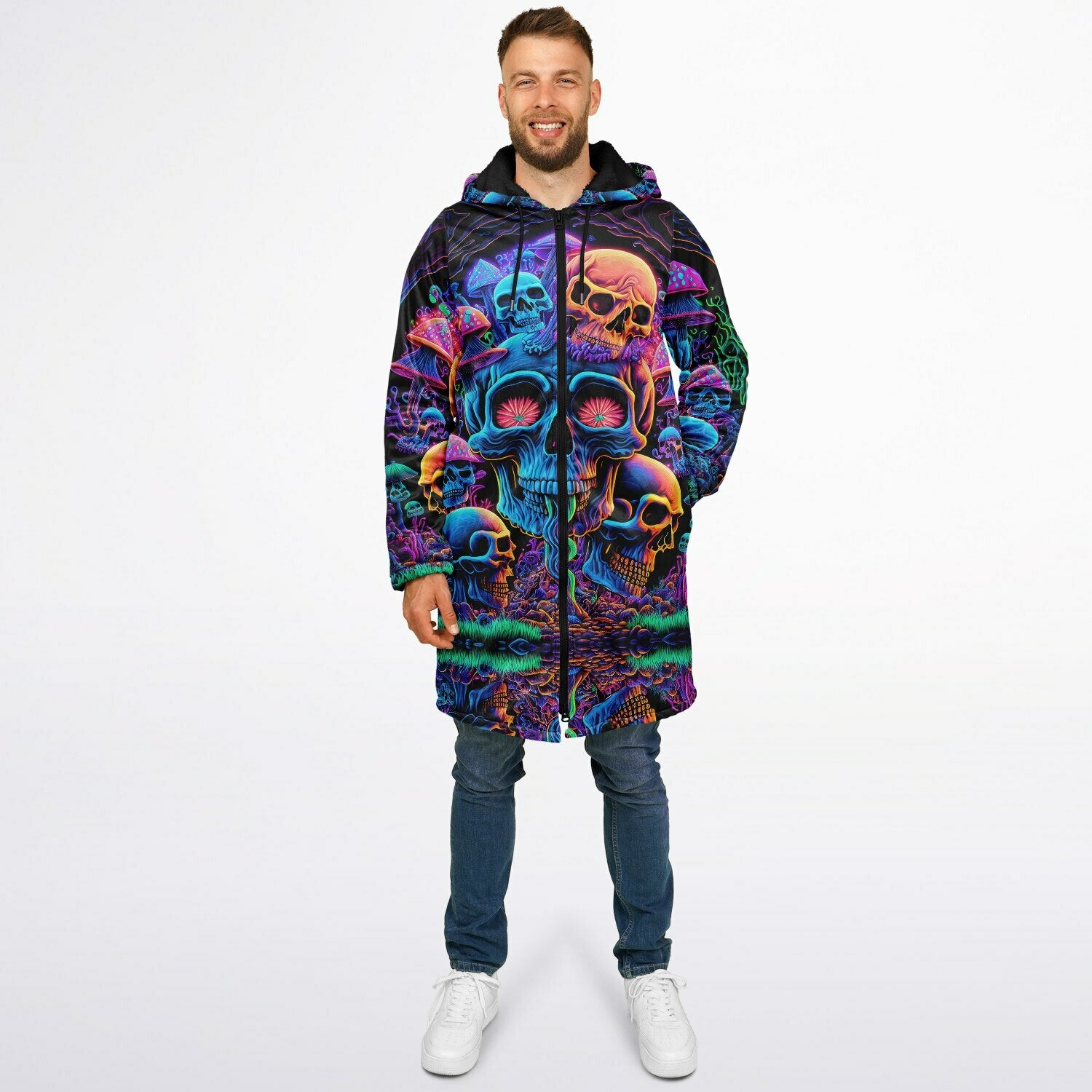 Psychedelic Skull Sanctuary Zipper Plush Cloak