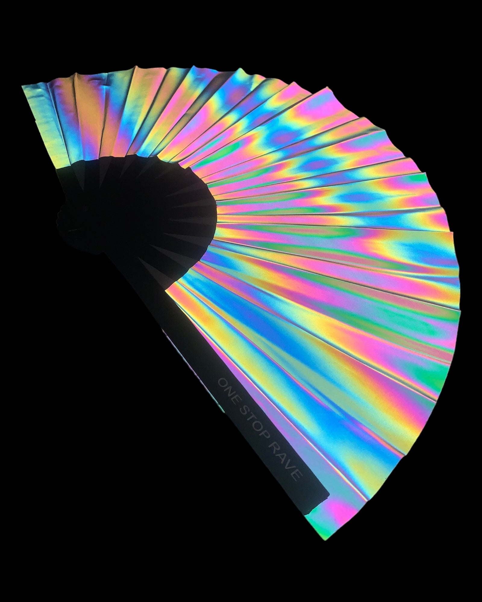 Flash Reflective Hand Fan, Festival Fans 13.5", - One Stop Rave