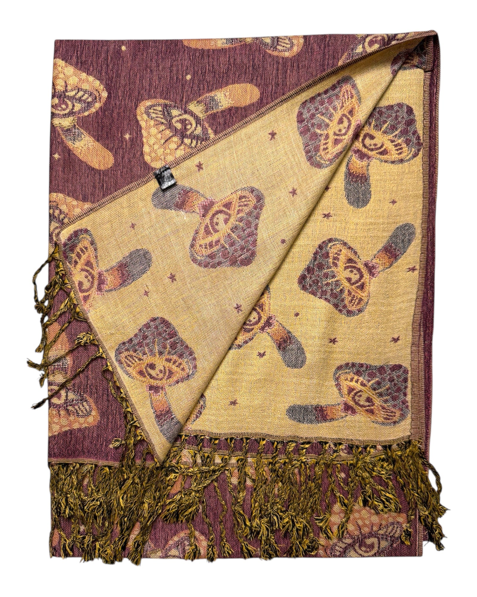 Purple & Tan Reversible Mushroom Eyes Rave Pashmina
