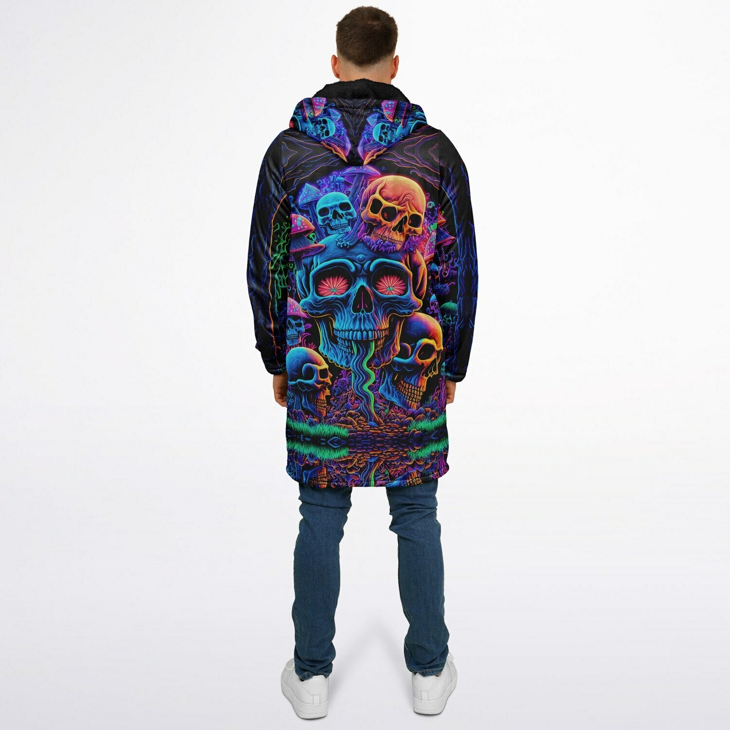 Psychedelic Skull Sanctuary Zipper Plush Cloak