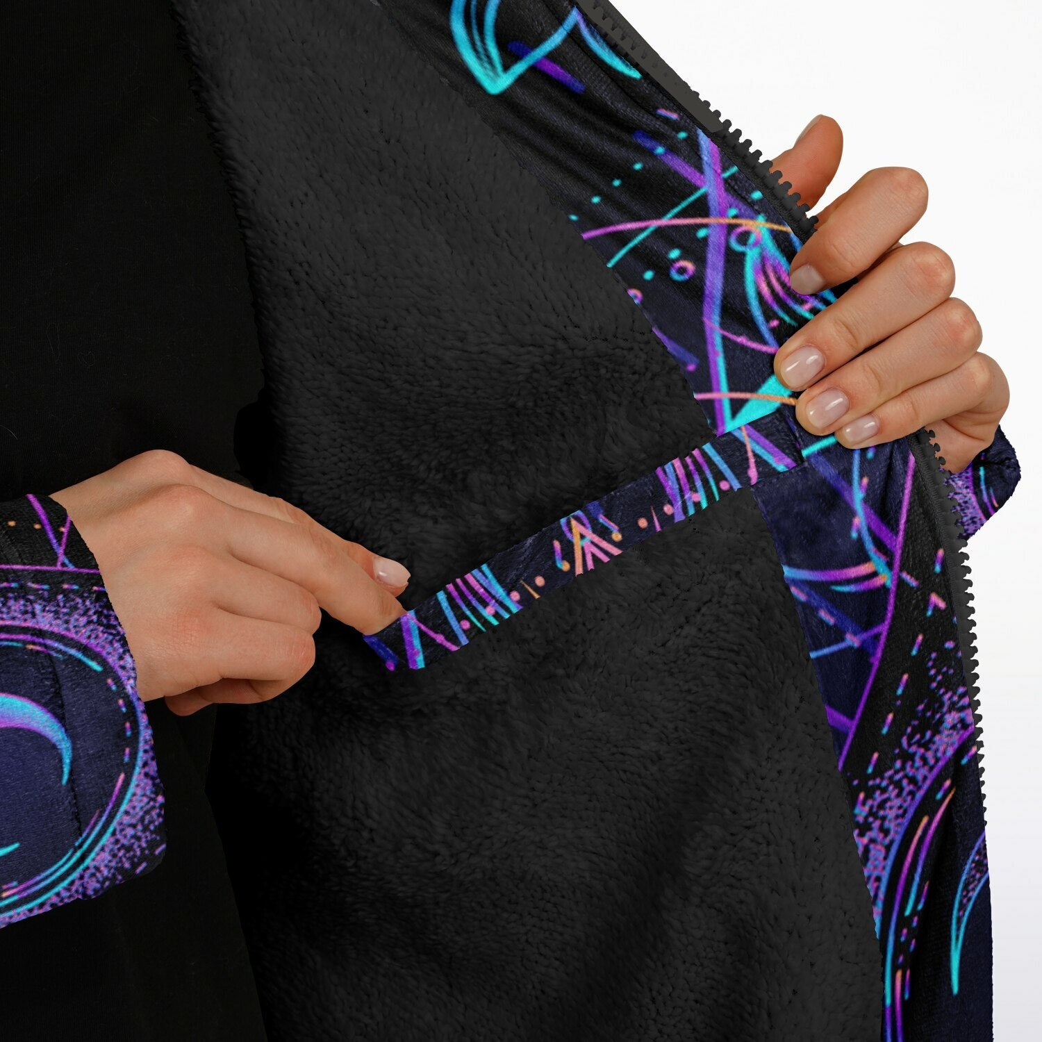 Mushroom Astrology Zipper Plush Cloak