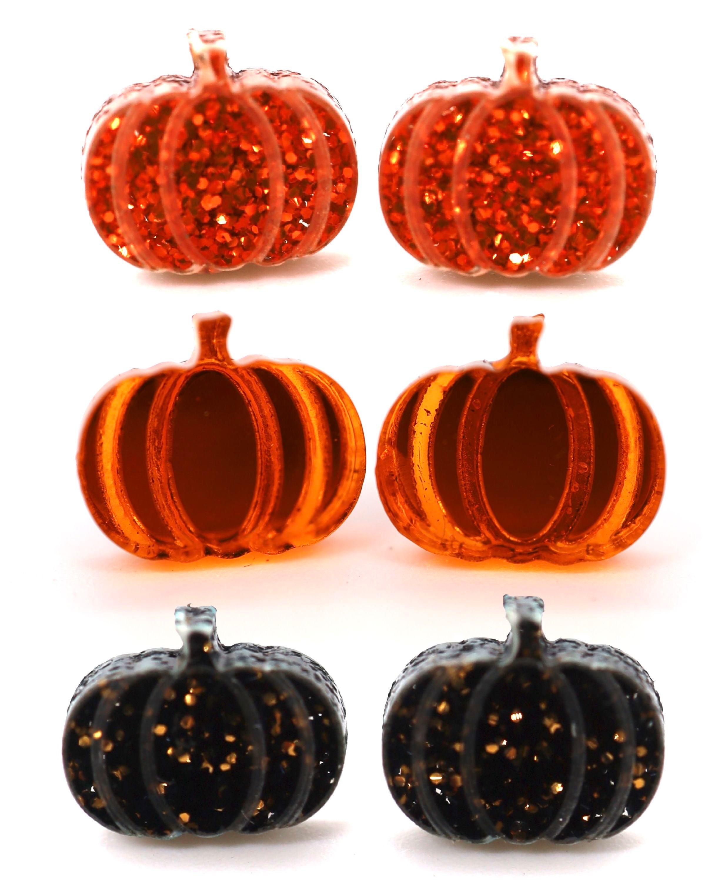 Boucles d'oreilles à tige en forme de citrouille