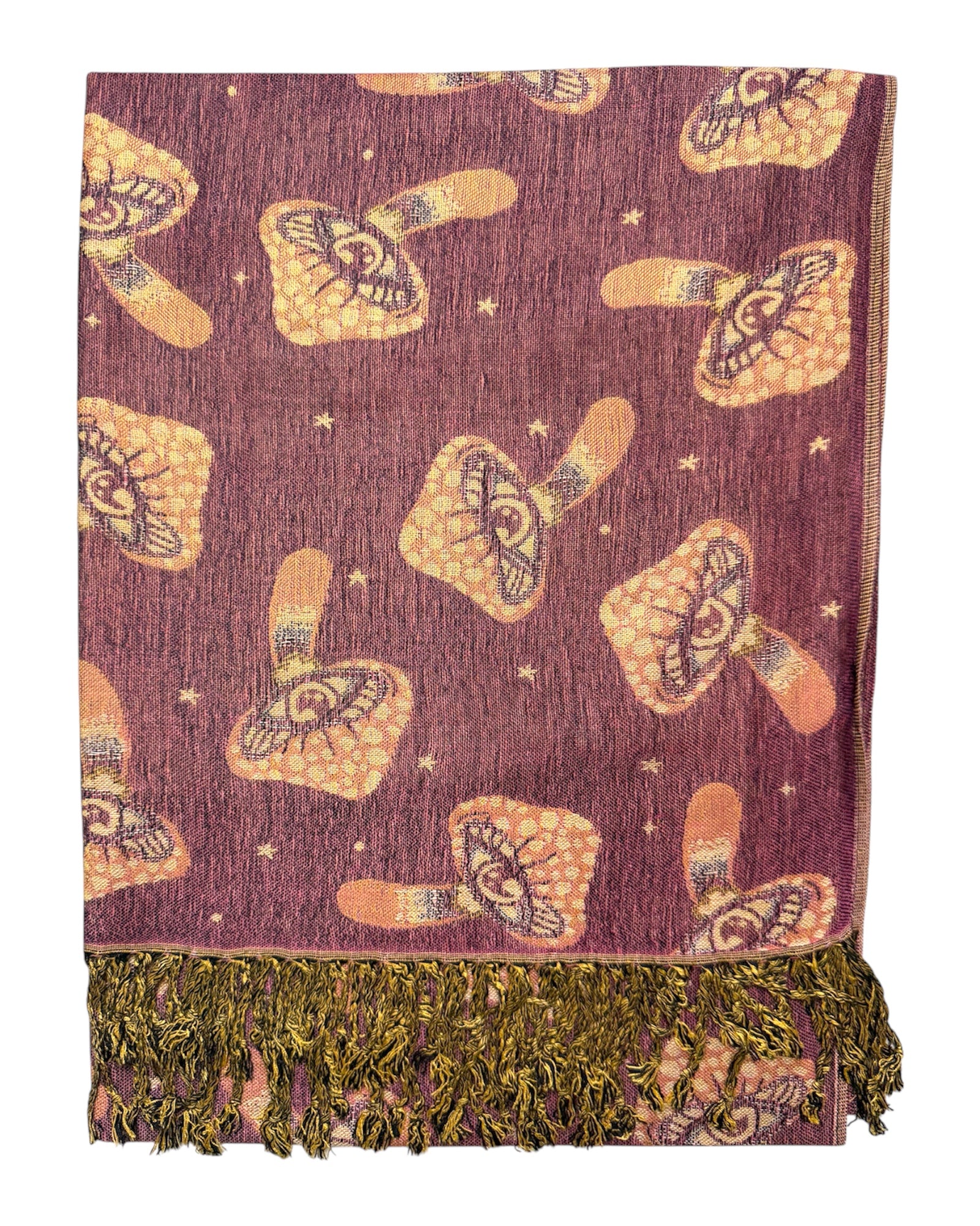 Purple & Tan Reversible Mushroom Eyes Rave Pashmina