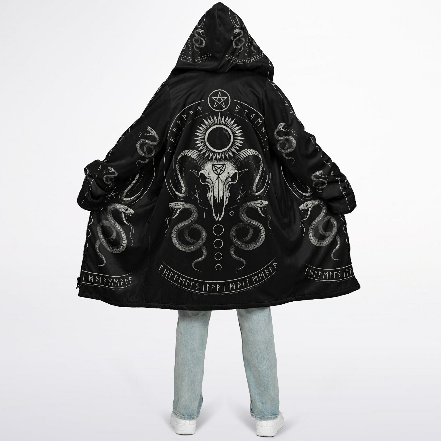 Midnight Serpent Zipper Plush Cloak