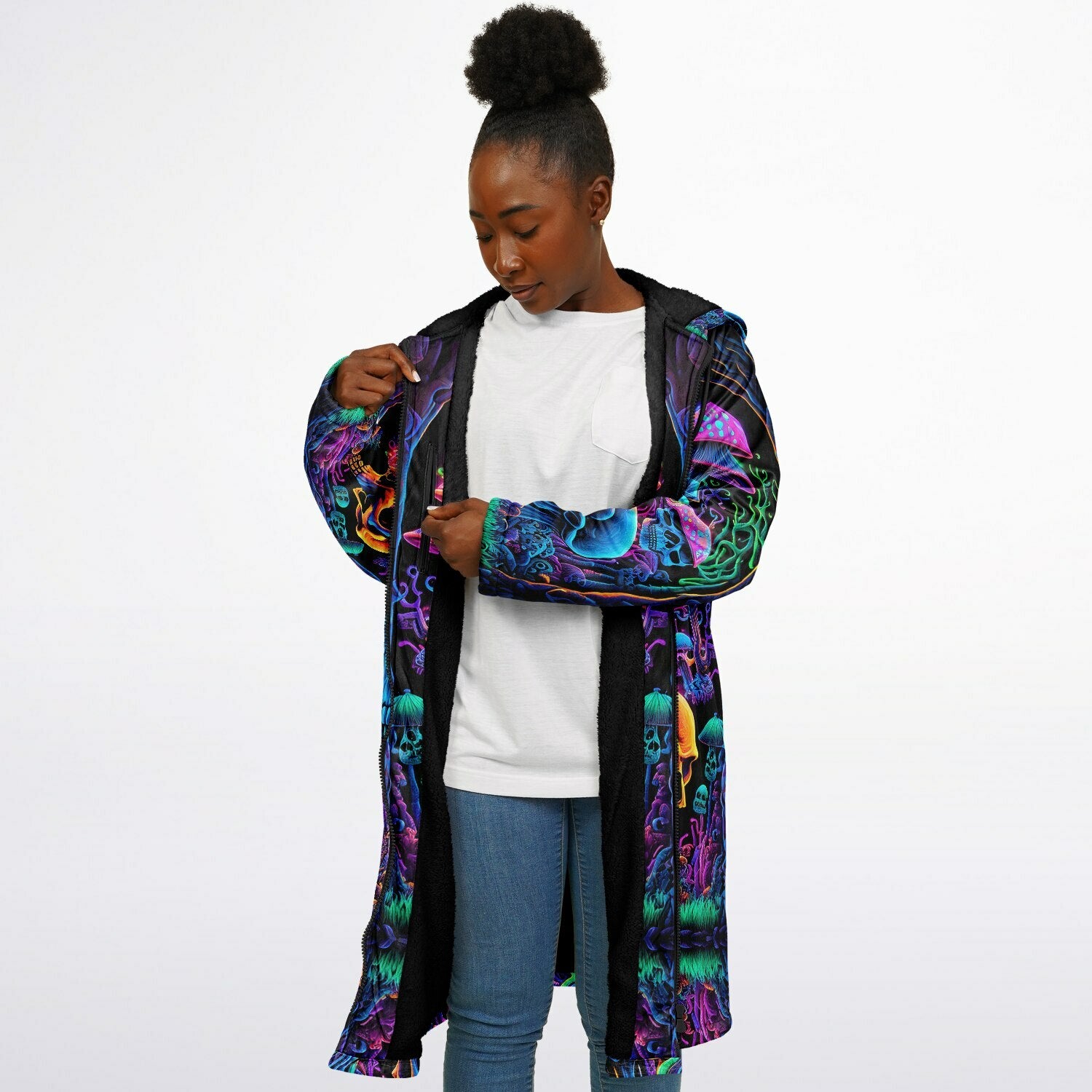 Psychedelic Skull Sanctuary Zipper Plush Cloak