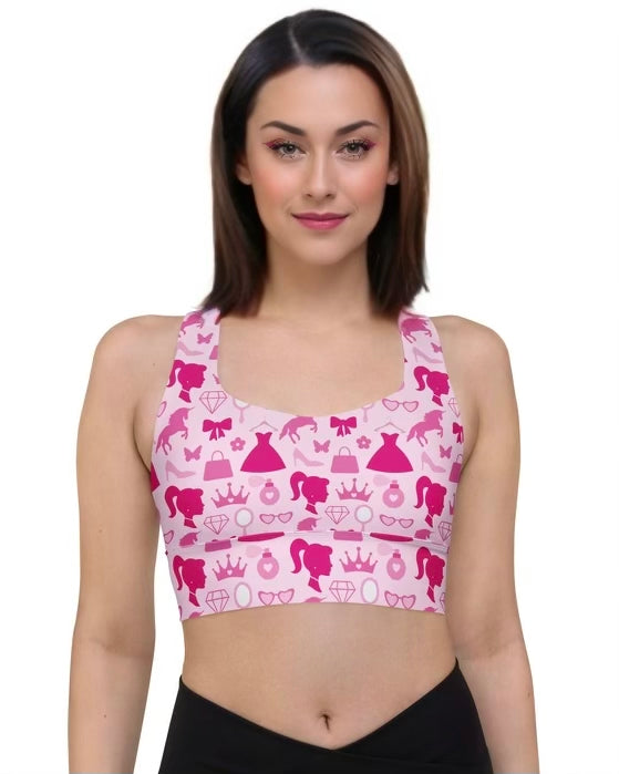 Front of Let's Go Party Longline Top on Model 