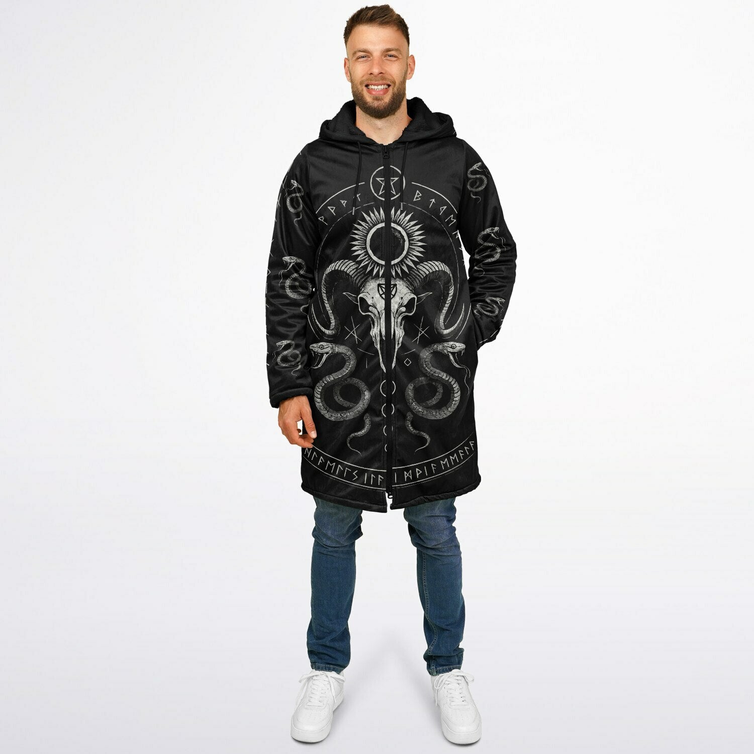 Midnight Serpent Zipper Plush Cloak