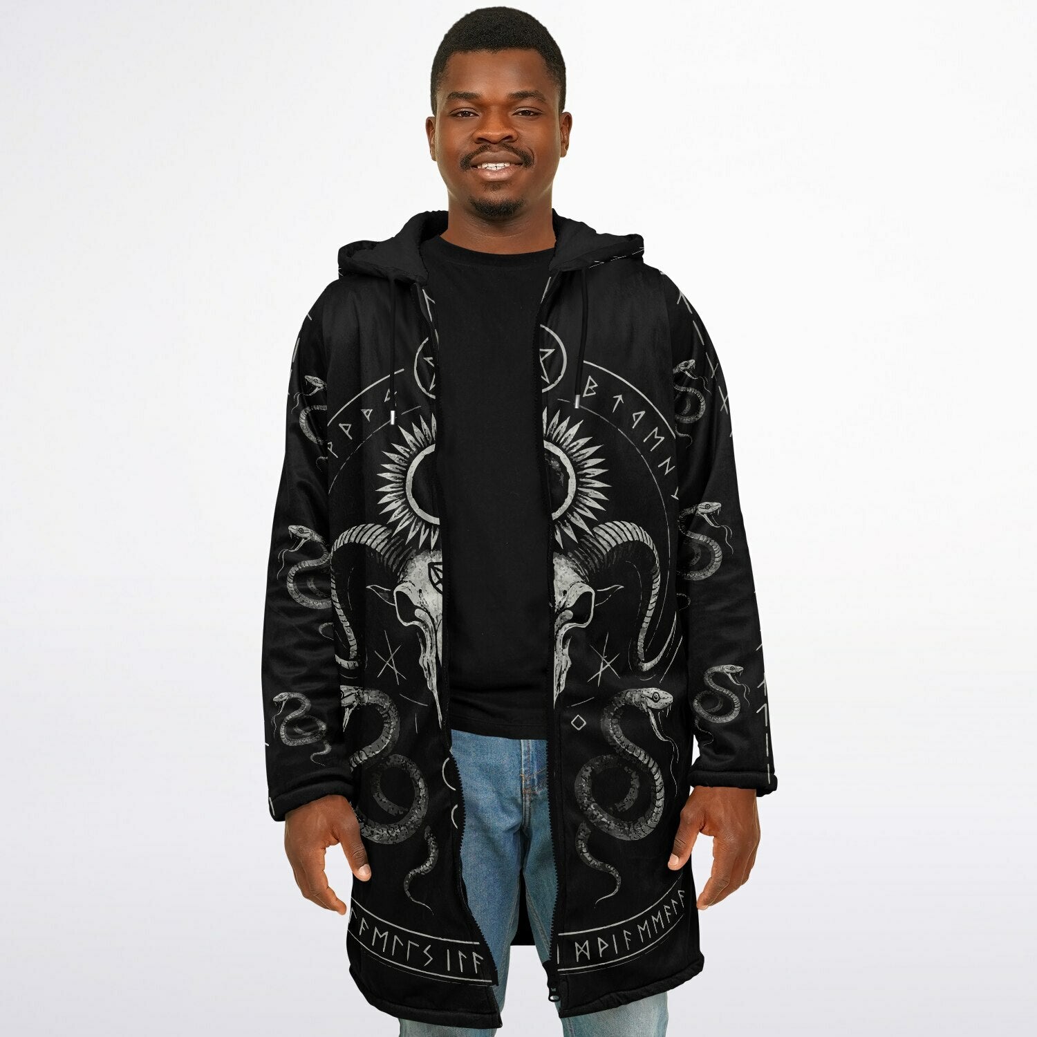 Midnight Serpent Zipper Plush Cloak