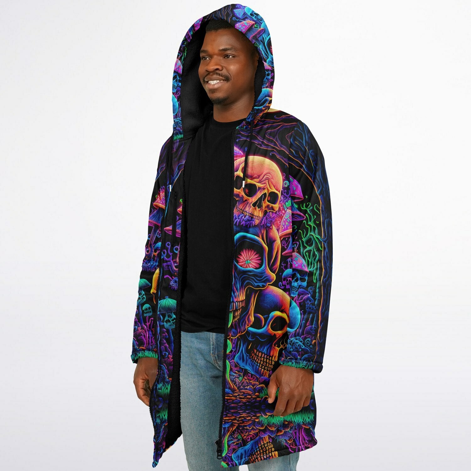Psychedelic Skull Sanctuary Zipper Plush Cloak