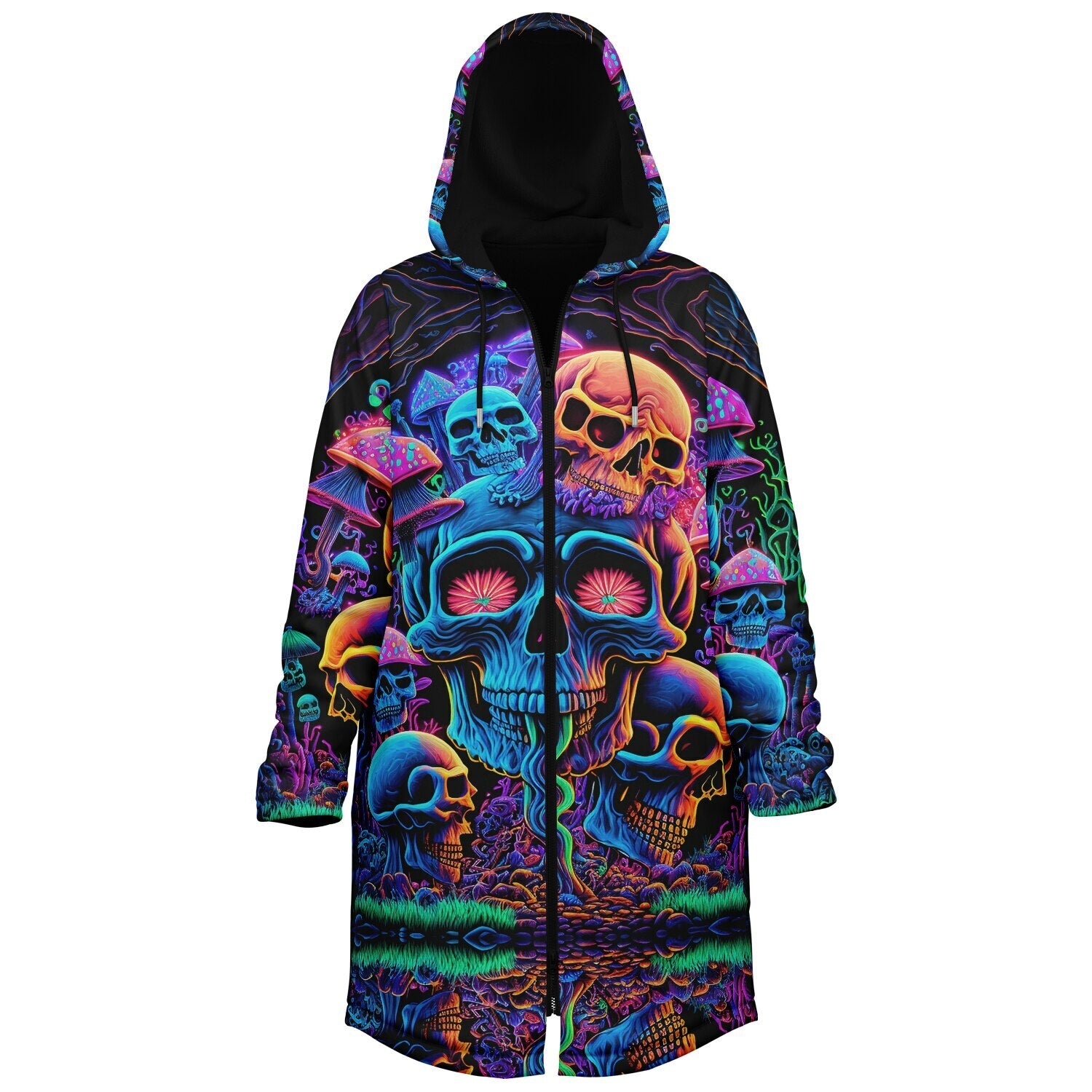 Psychedelic Skull Sanctuary Zipper Plush Cloak