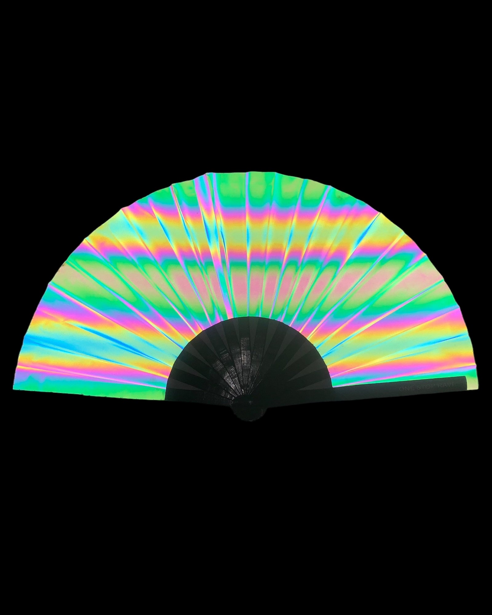 Flash Reflective Hand Fan, Festival Fans 13.5", - One Stop Rave