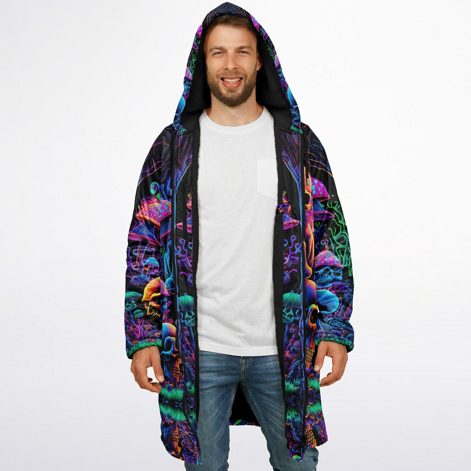 Psychedelic Skull Sanctuary Zipper Plush Cloak