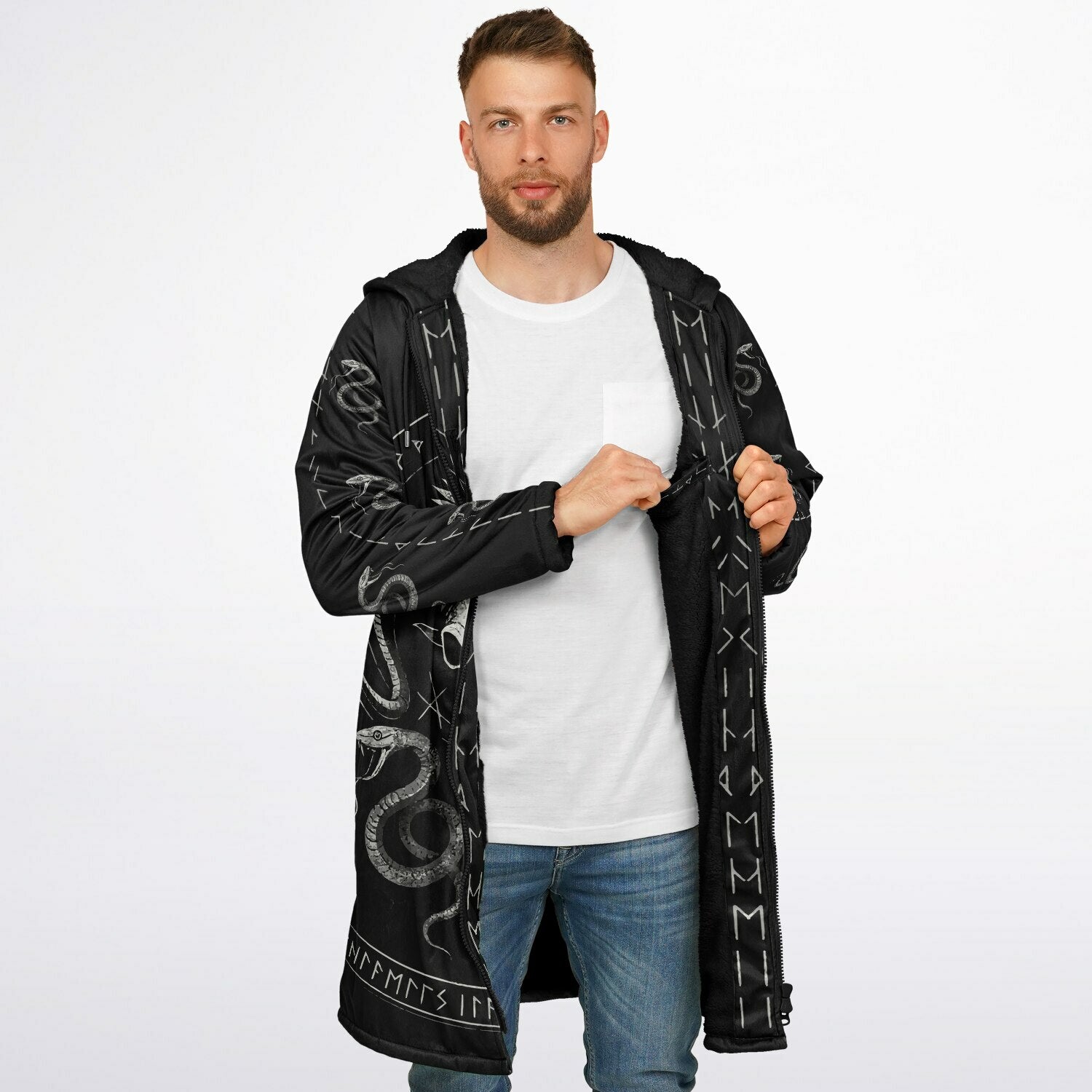 Midnight Serpent Zipper Plush Cloak