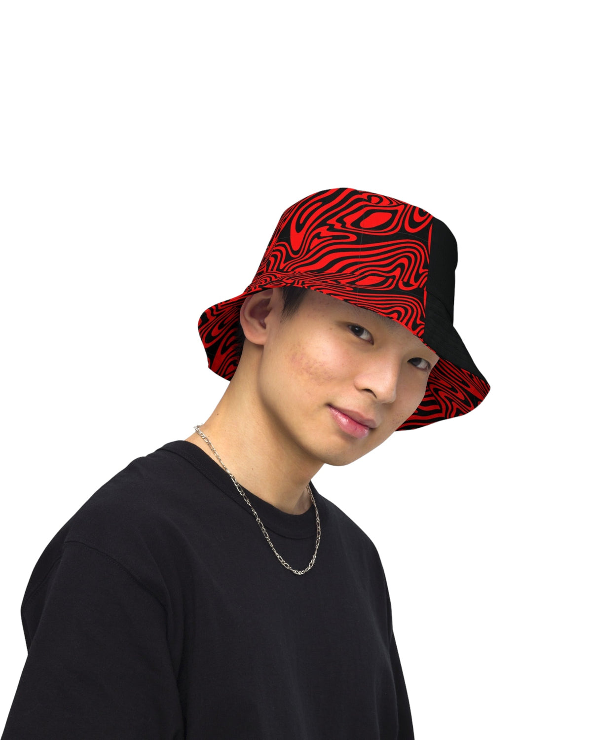 Unisex Lululemon Both Ways Reversible Red and Black Tie-Dye Bucket Hat OS​ Can main image 2