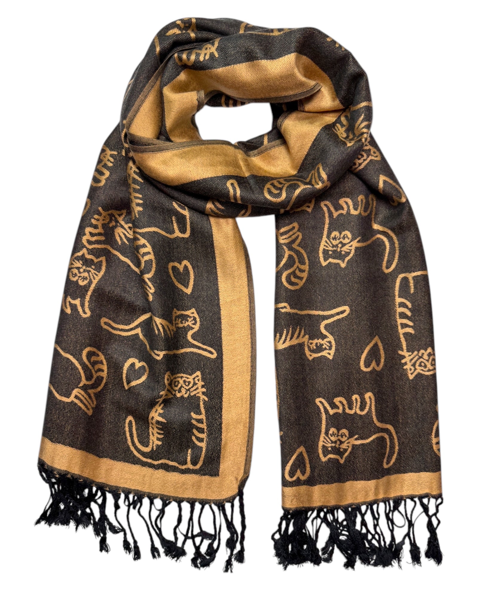 Black & Gold Reversible Cat Rave Pashmina