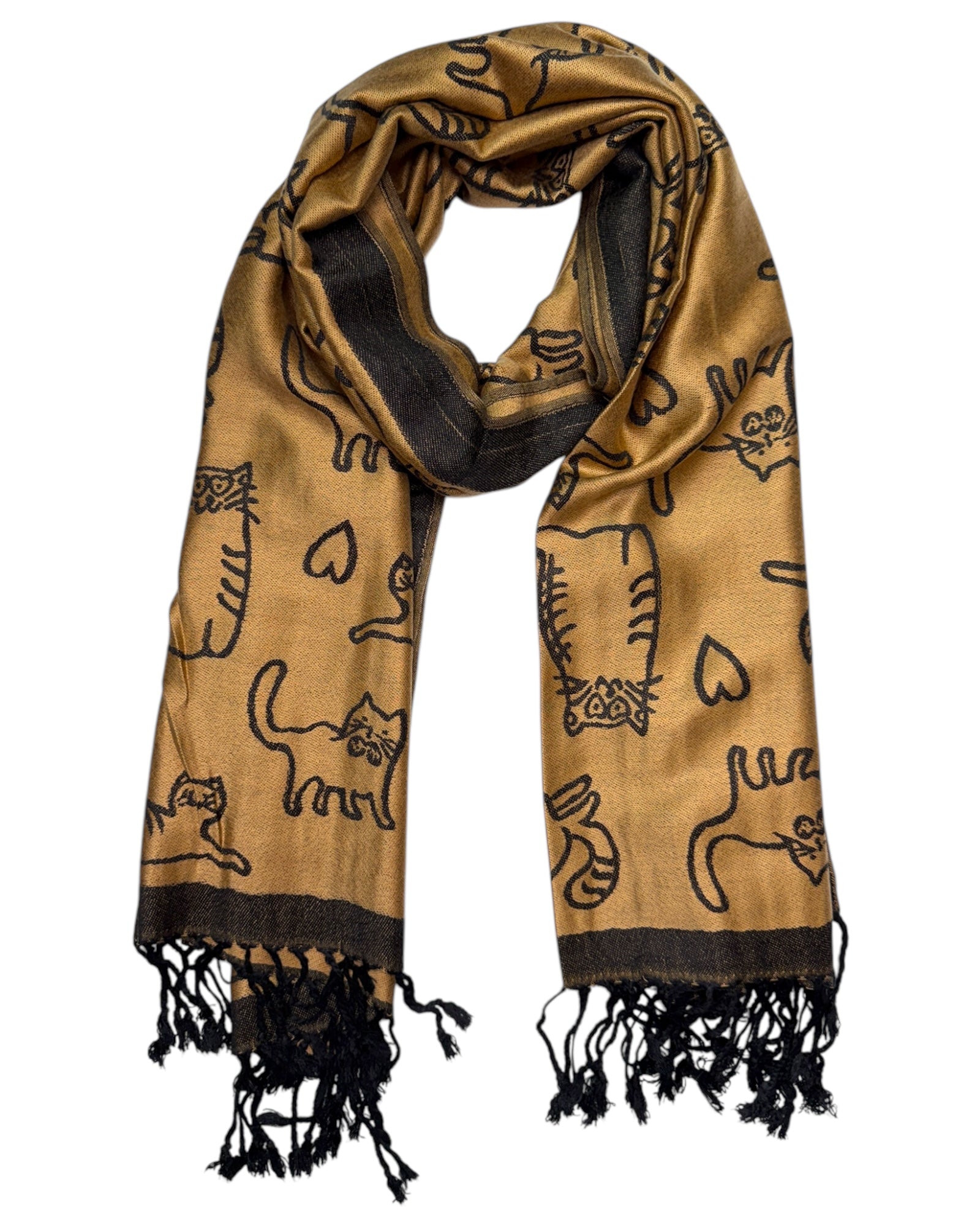 Black & Gold Reversible Cat Rave Pashmina