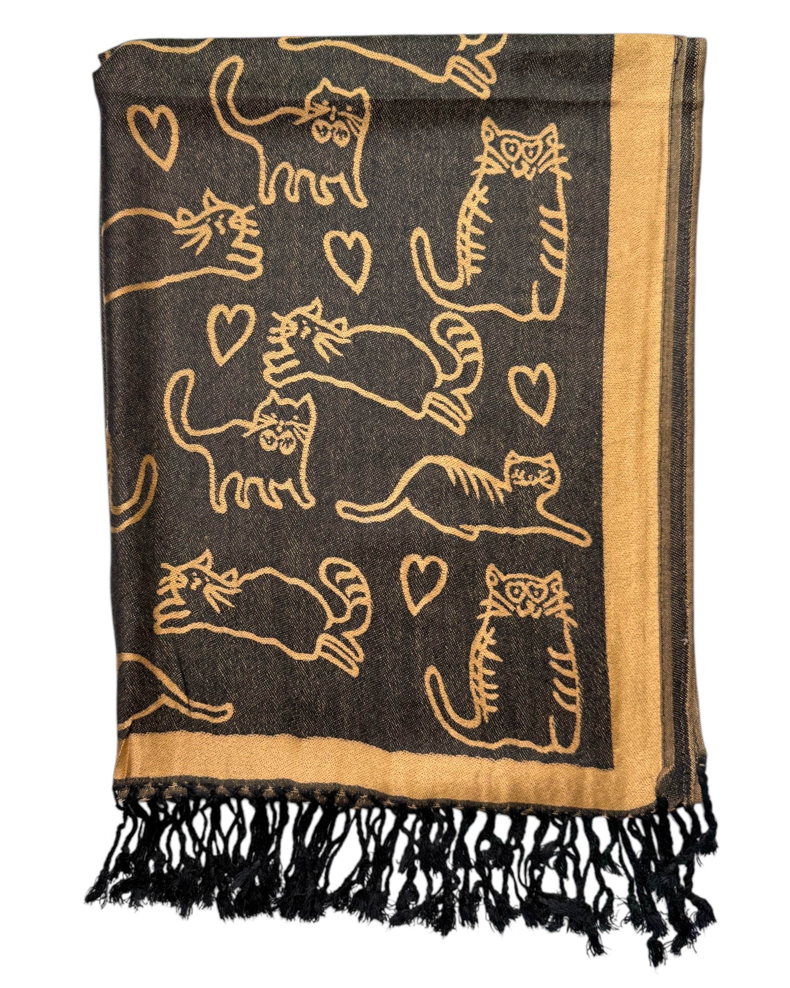 Black & Gold Reversible Cat Rave Pashmina