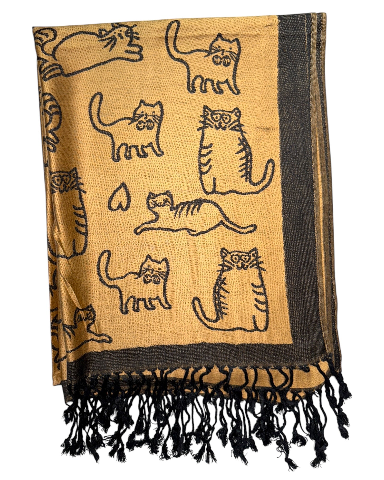 Black & Gold Reversible Cat Rave Pashmina