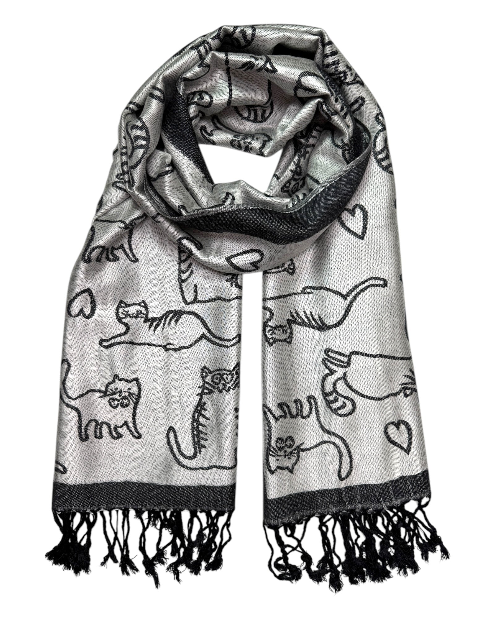 Black & Grey Reversible Cat Rave Pashmina