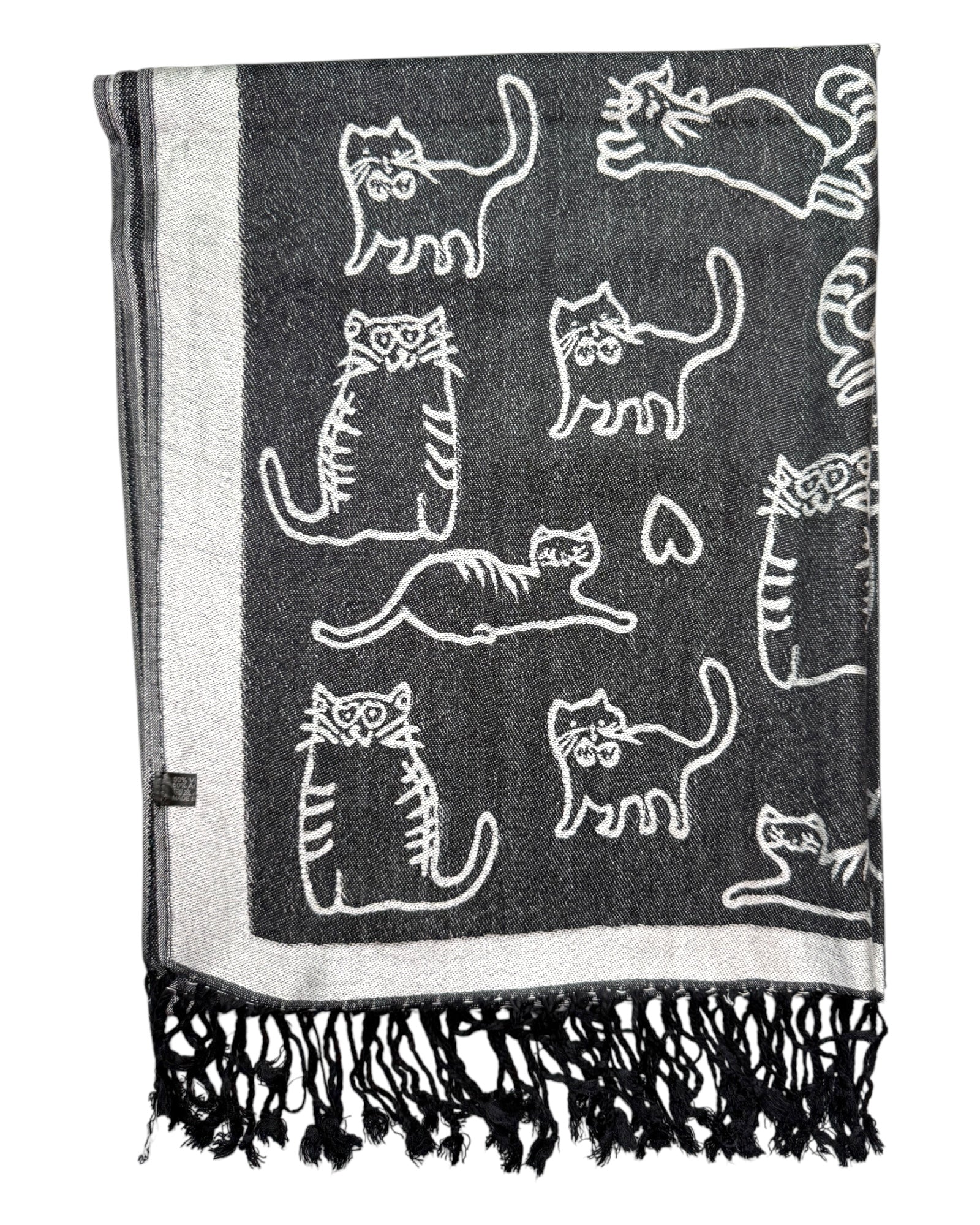 Black & Grey Reversible Cat Rave Pashmina