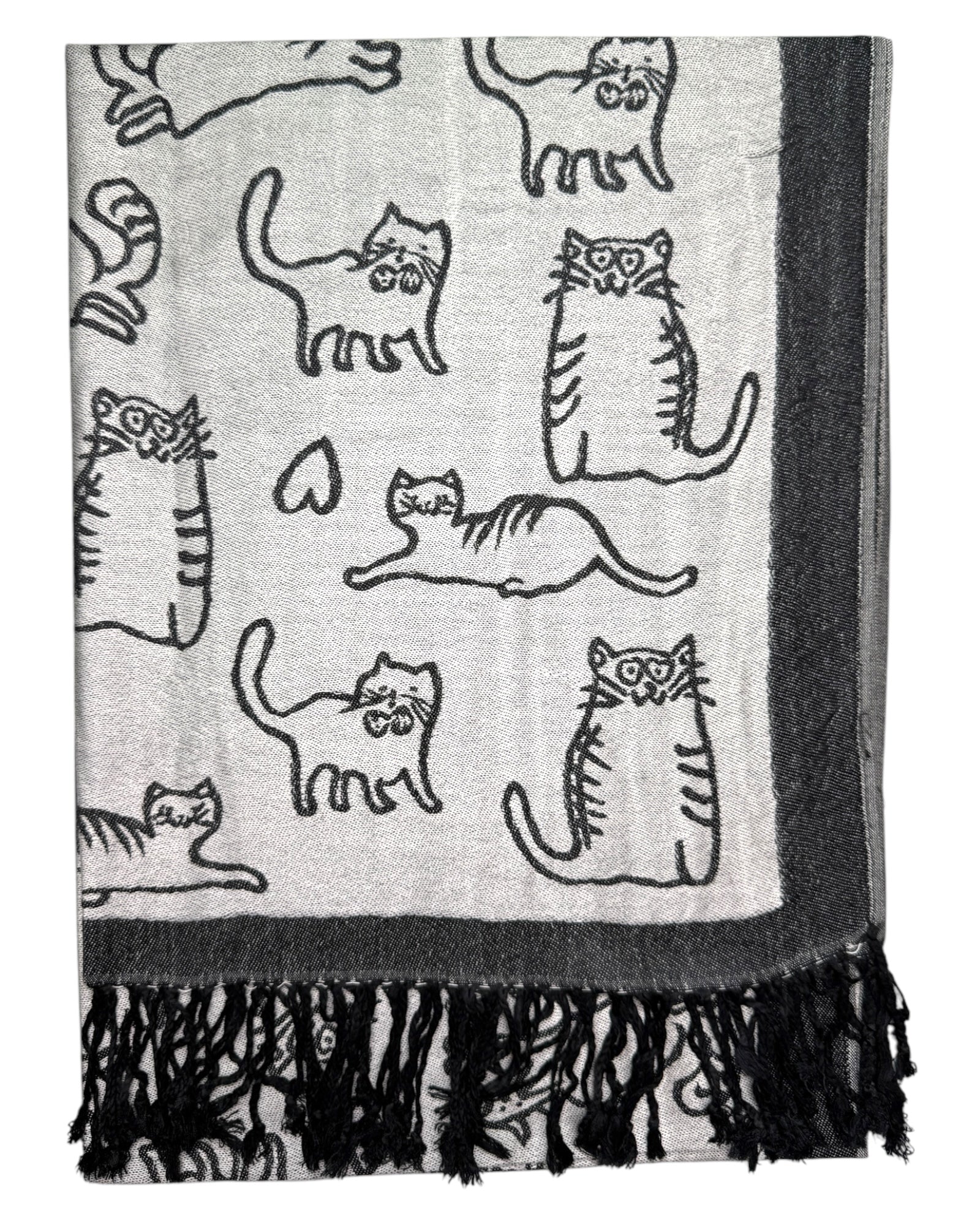 Black & Grey Reversible Cat Rave Pashmina