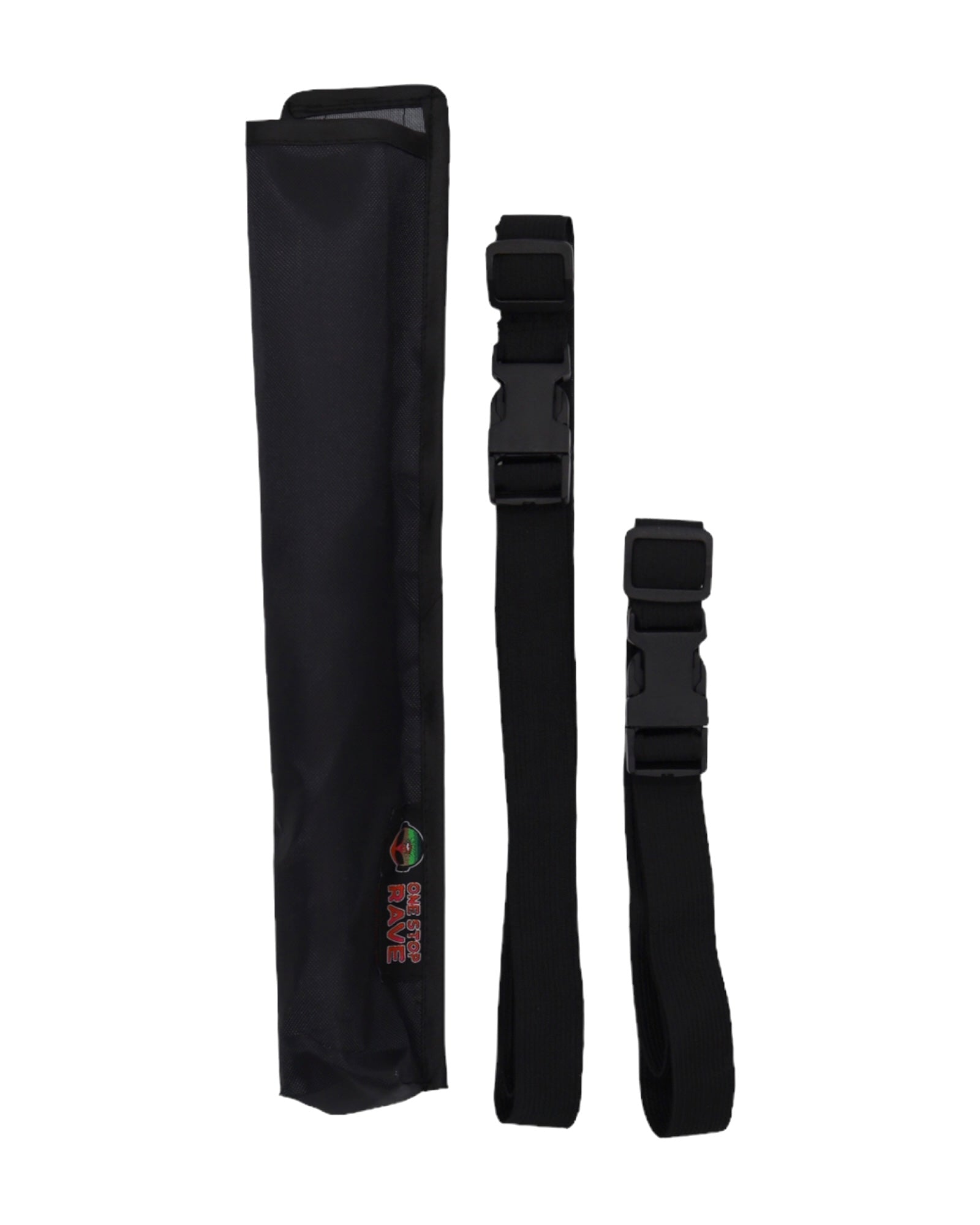 Black hand fan holster with dual adjustable waist and thigh buckle straps