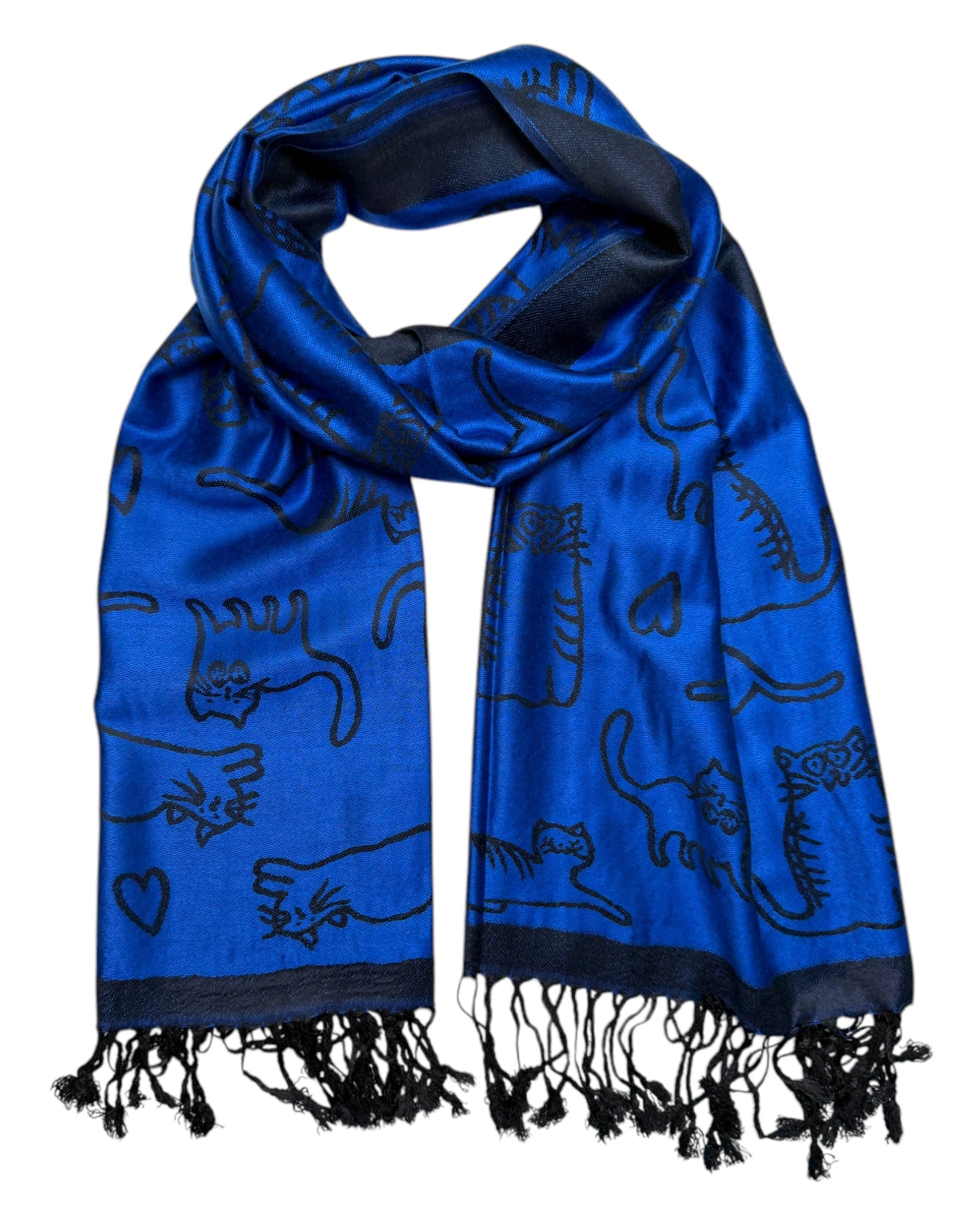 Blue & Black Reversible Cat Rave Pashmina