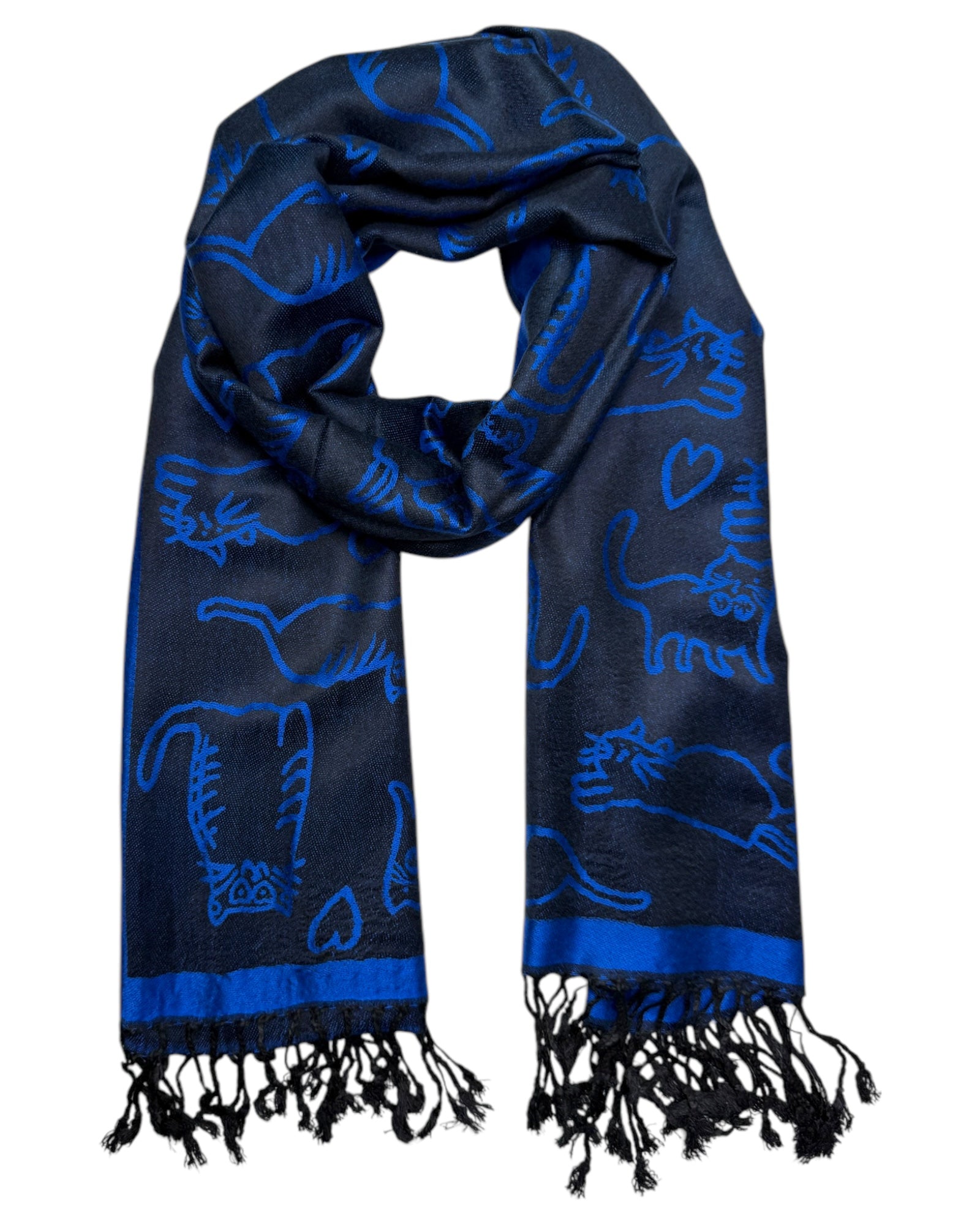 Blue & Black Reversible Cat Rave Pashmina