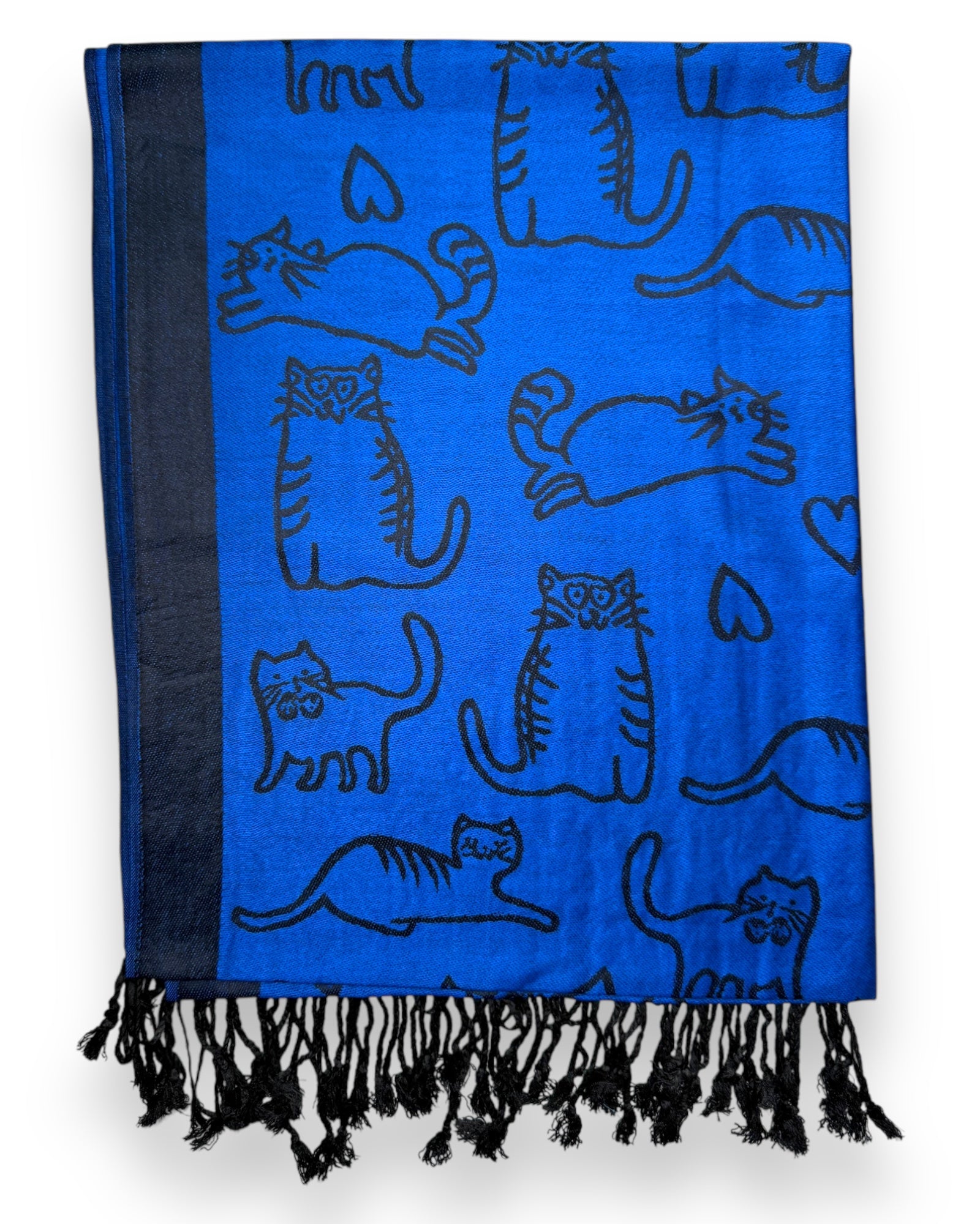 Blue & Black Reversible Cat Rave Pashmina