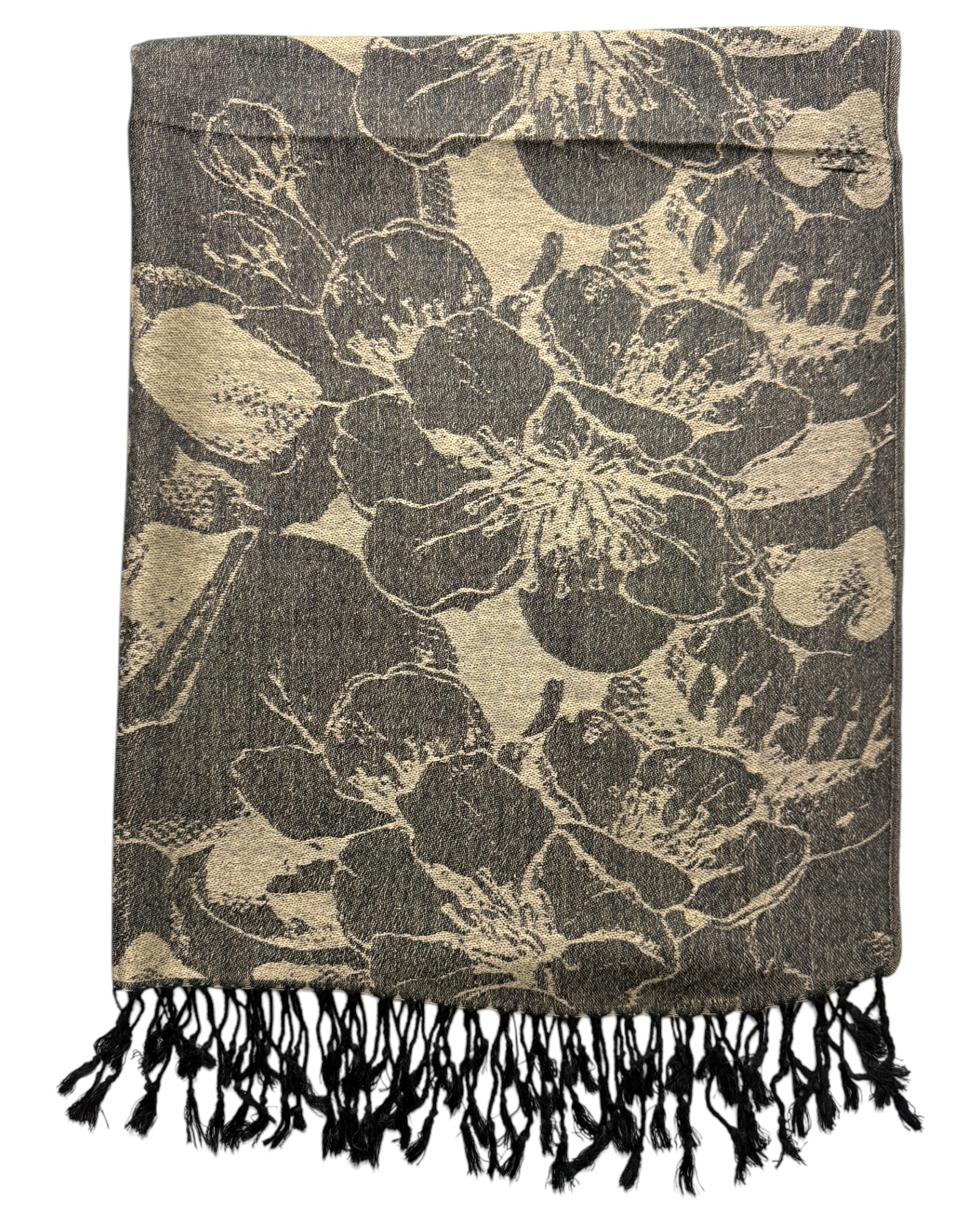 Beige Scarf with skull pattern on a white background