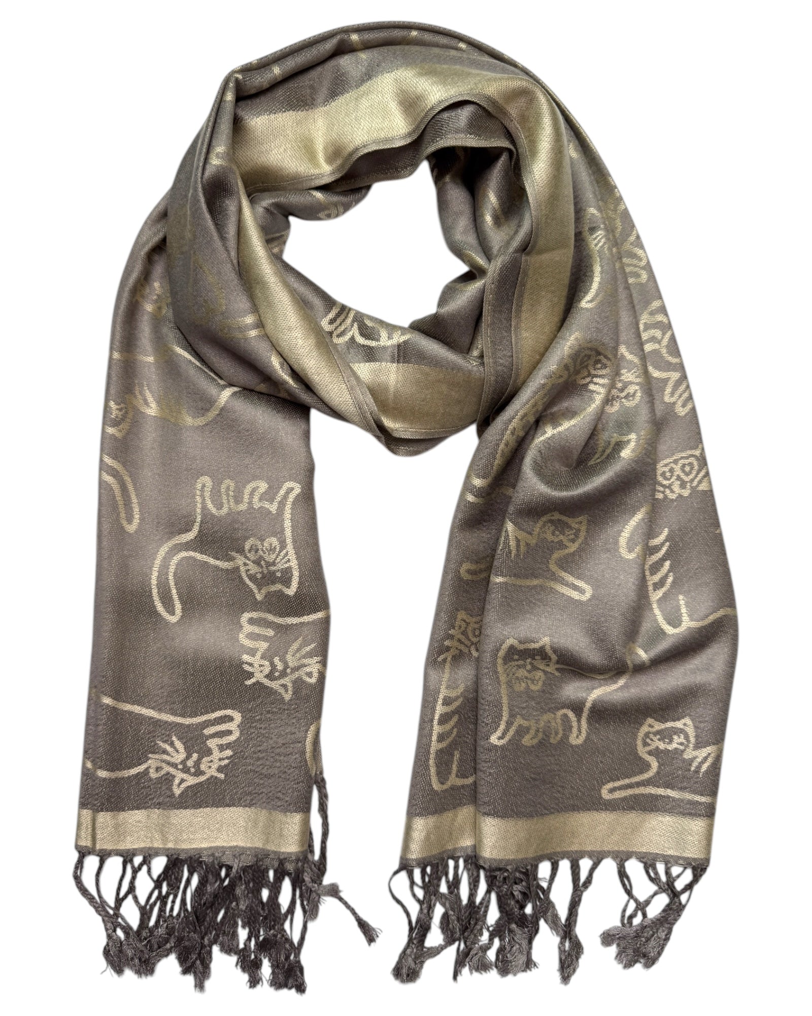 Champagne Reversible Cat Rave Pashmina
