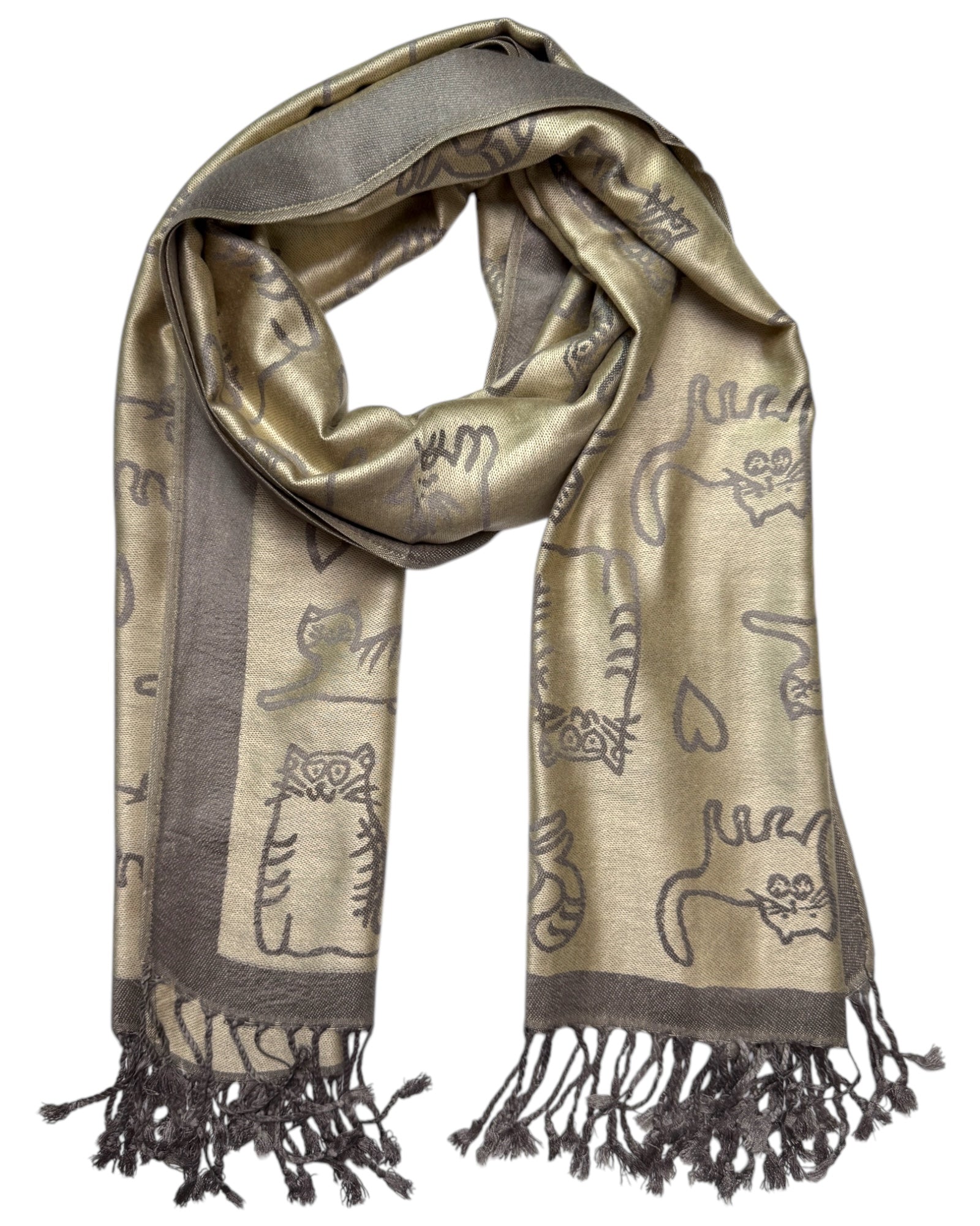 Champagne Reversible Cat Rave Pashmina