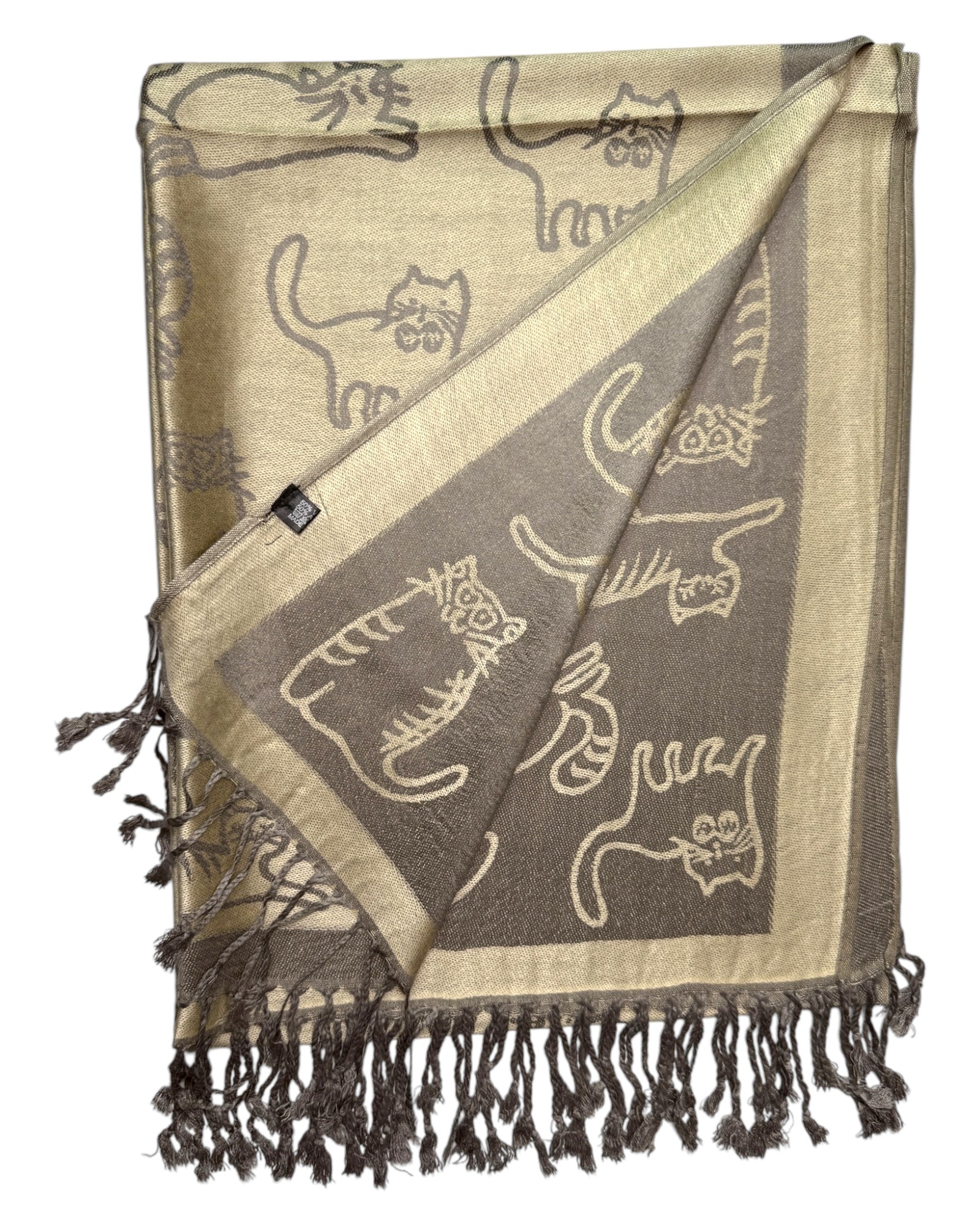 Champagne Reversible Cat Rave Pashmina
