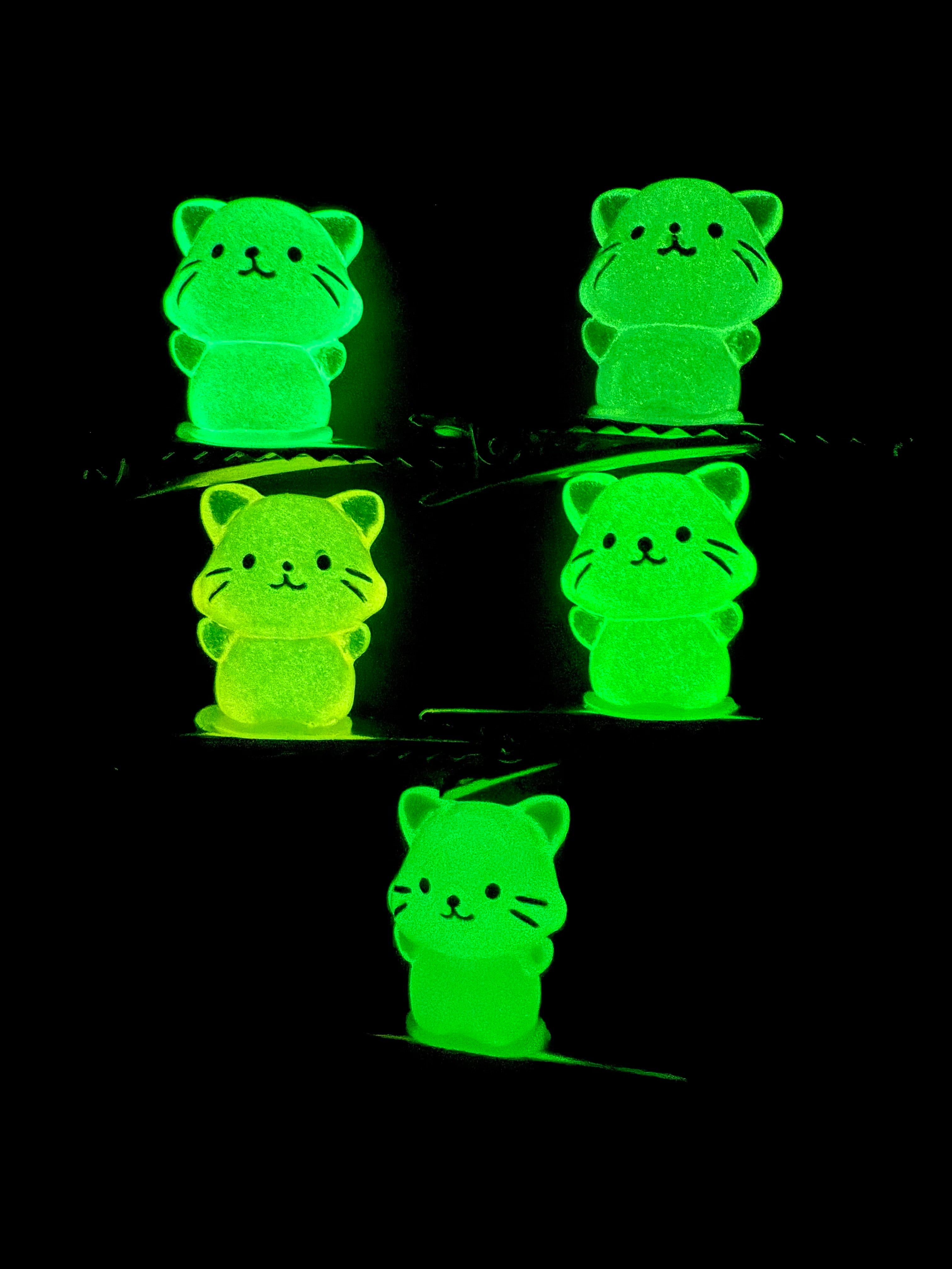 Juego de 5 pinzas para gatos que brillan en la oscuridad