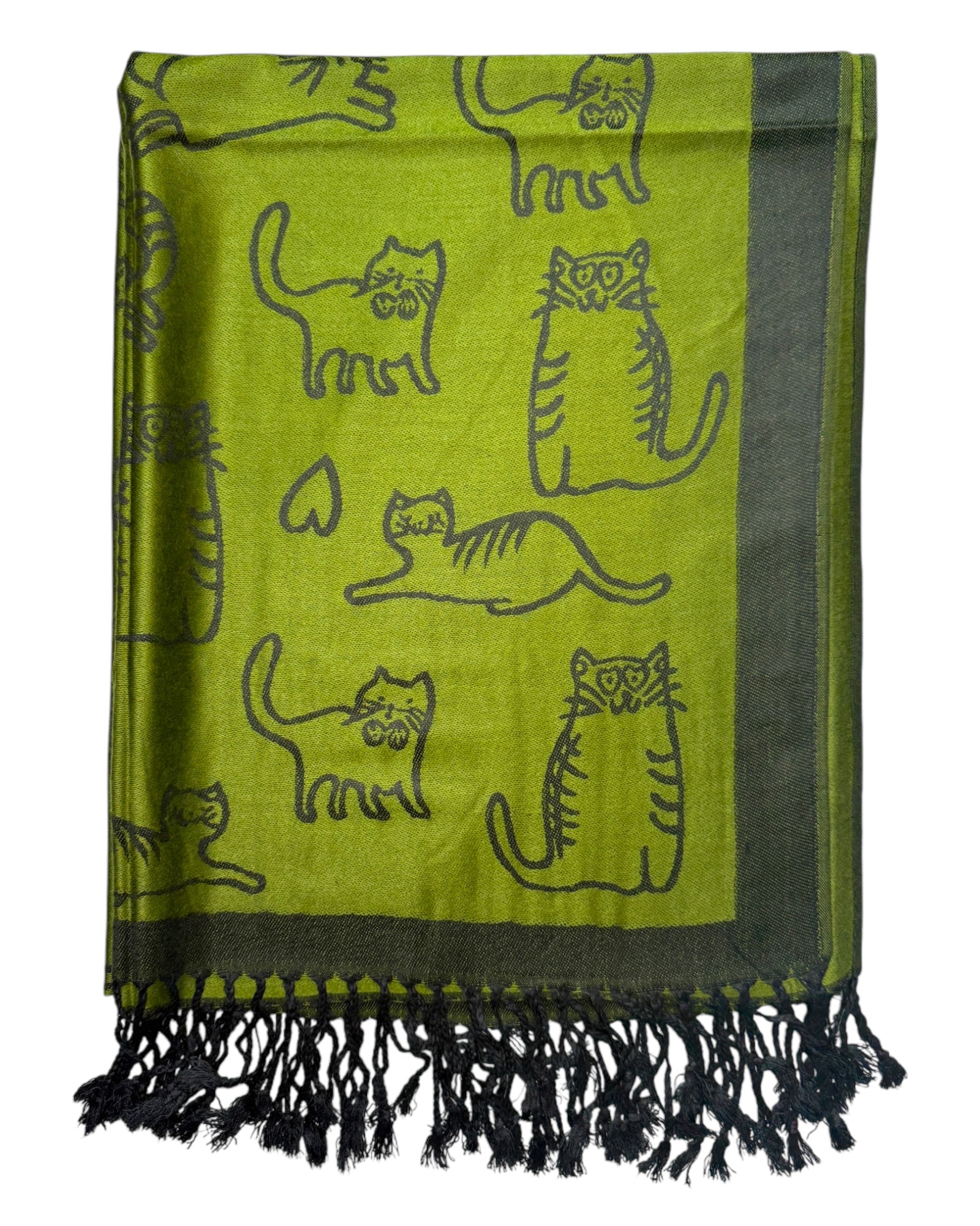 Green & Black Reversible Cat Rave Pashmina