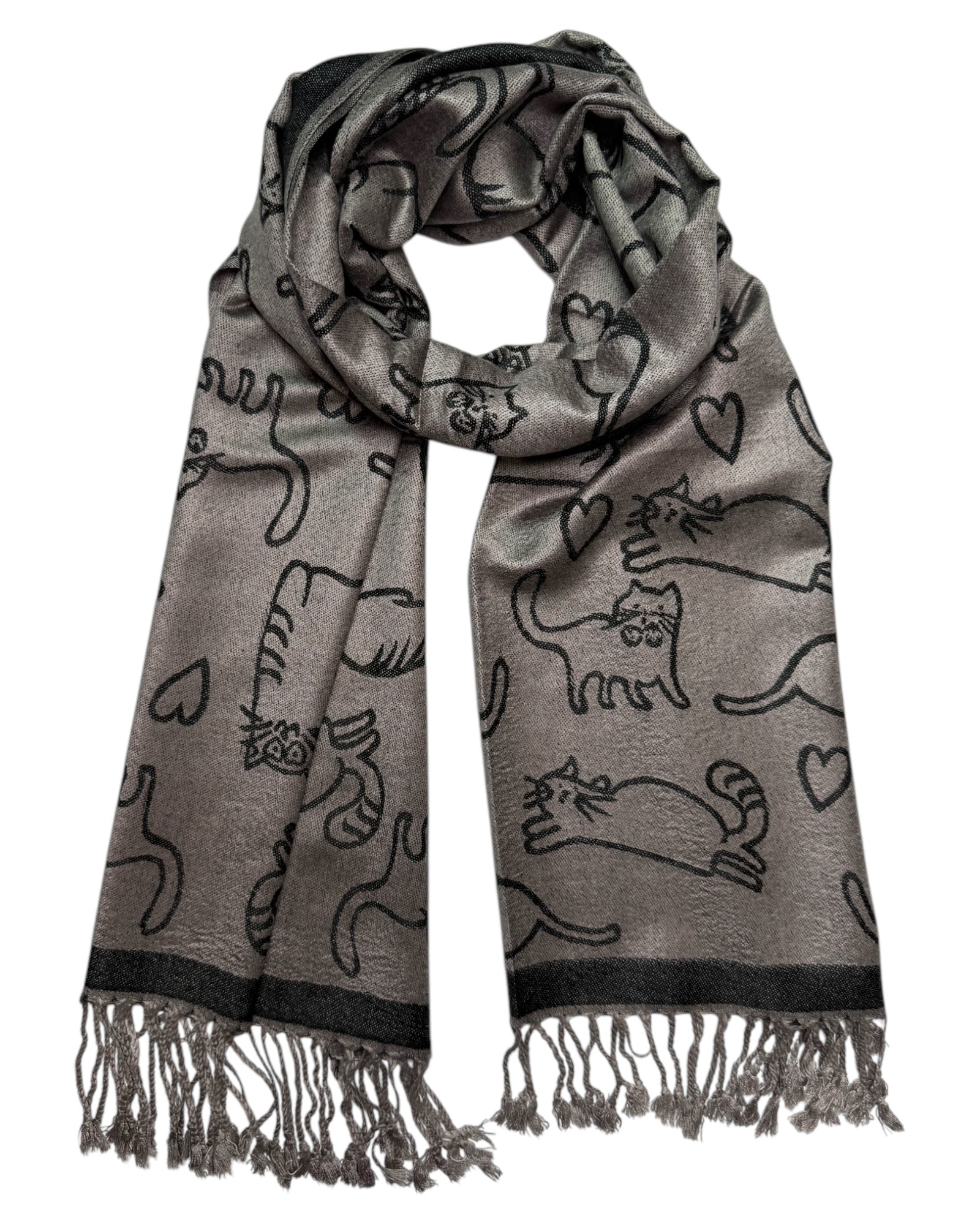 Grey Reversible Cat Rave Pashmina