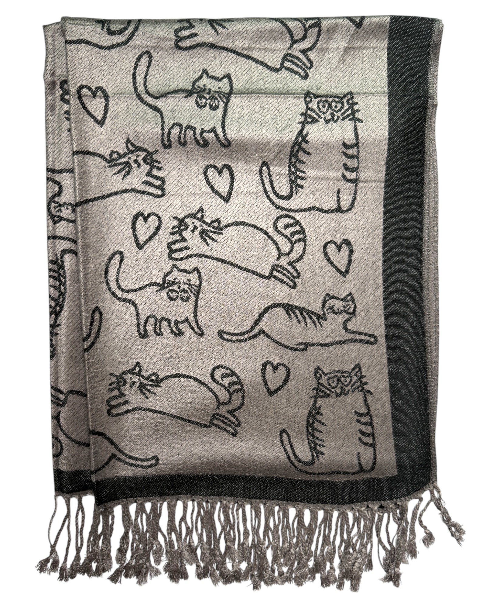 Pashmina réversible gris Cat Rave