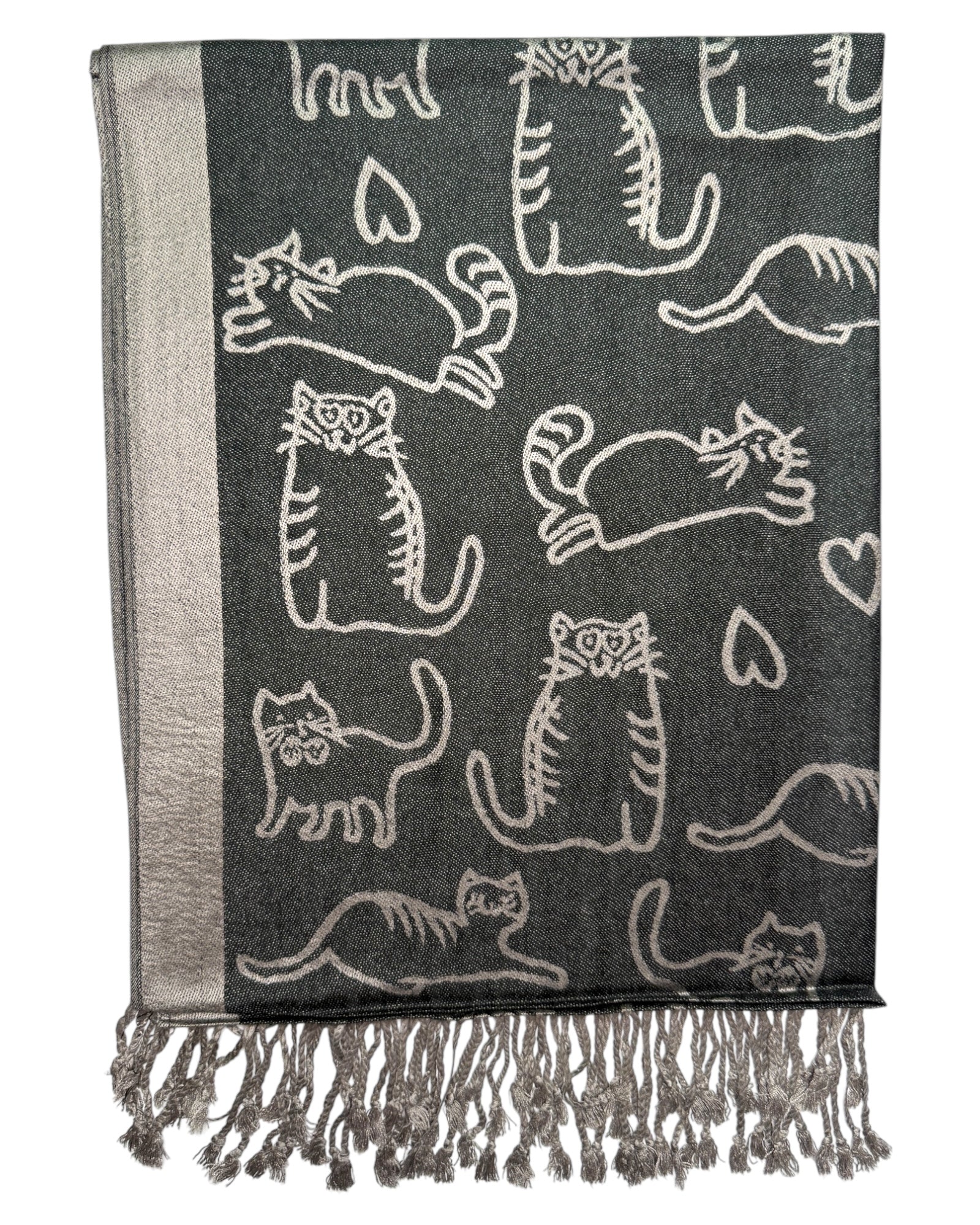 Pashmina réversible gris Cat Rave