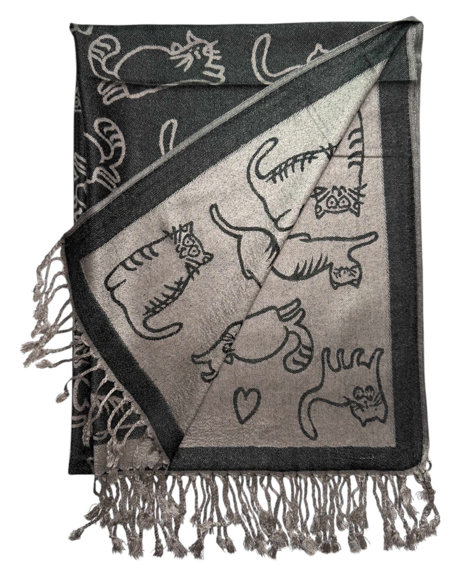 Pashmina réversible gris Cat Rave