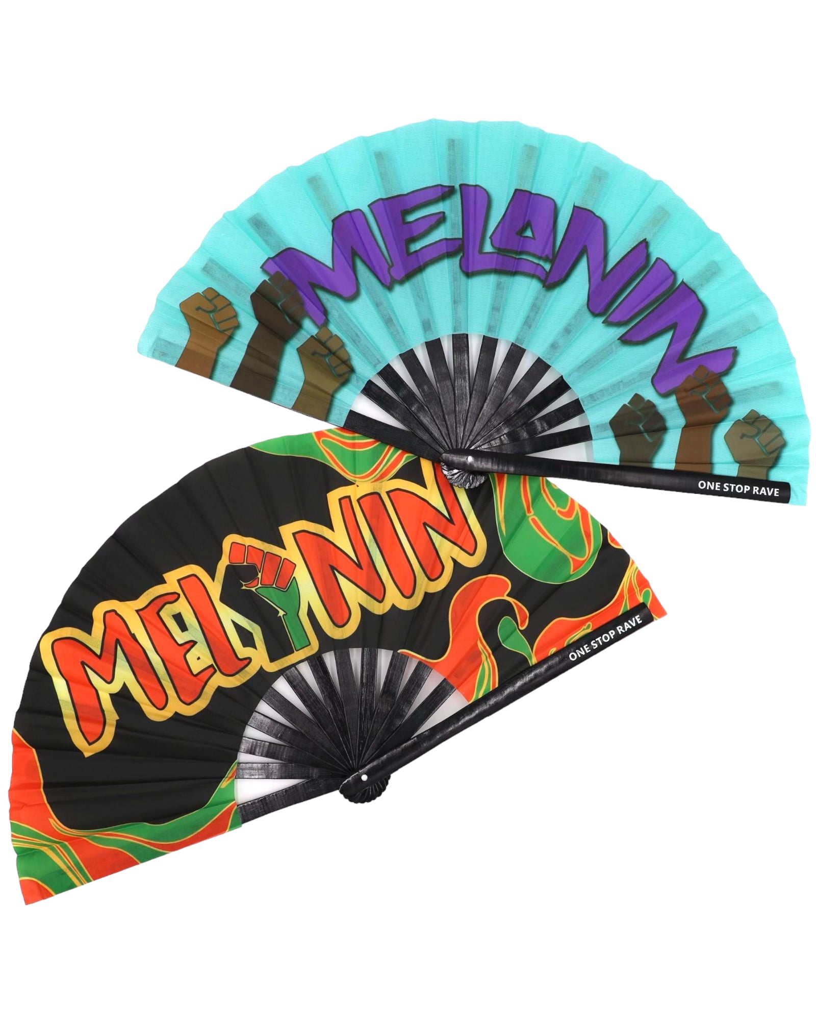 Melanin Ravers Hand Fan, Festival Fans 13.5", - One Stop Rave