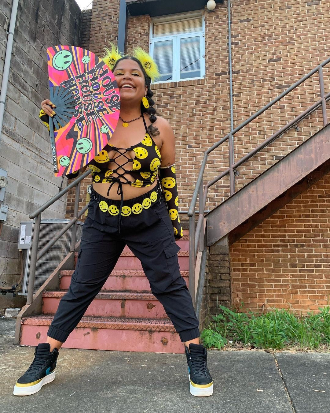 House Head Hand Fan, Festival Fans 13.5", - One Stop Rave