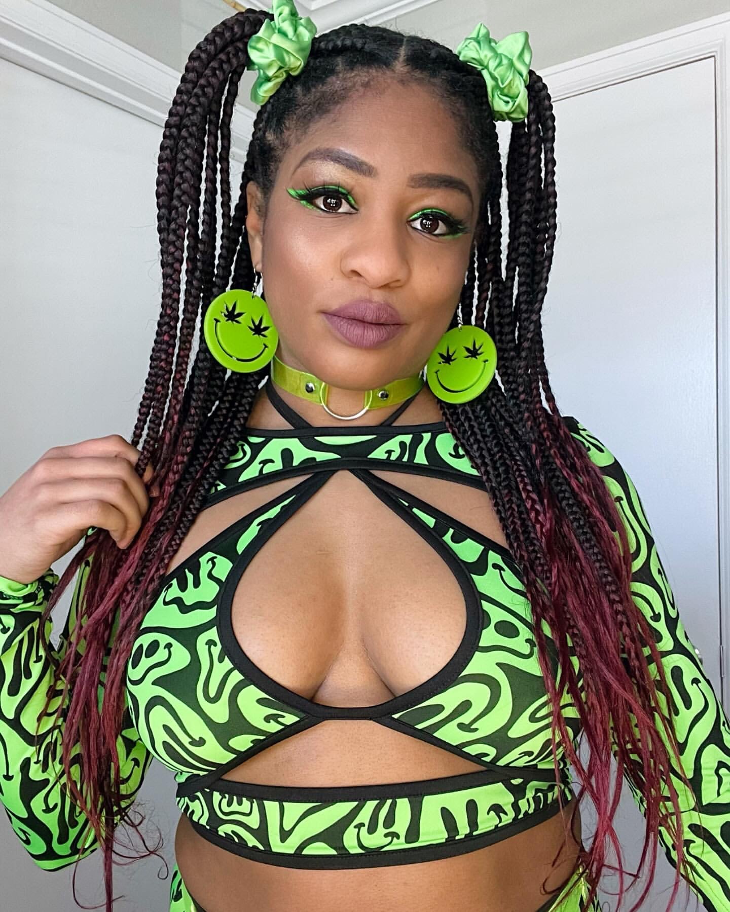 Stoned Smiley Earrings, Dangle Earrings, - One Stop Rave