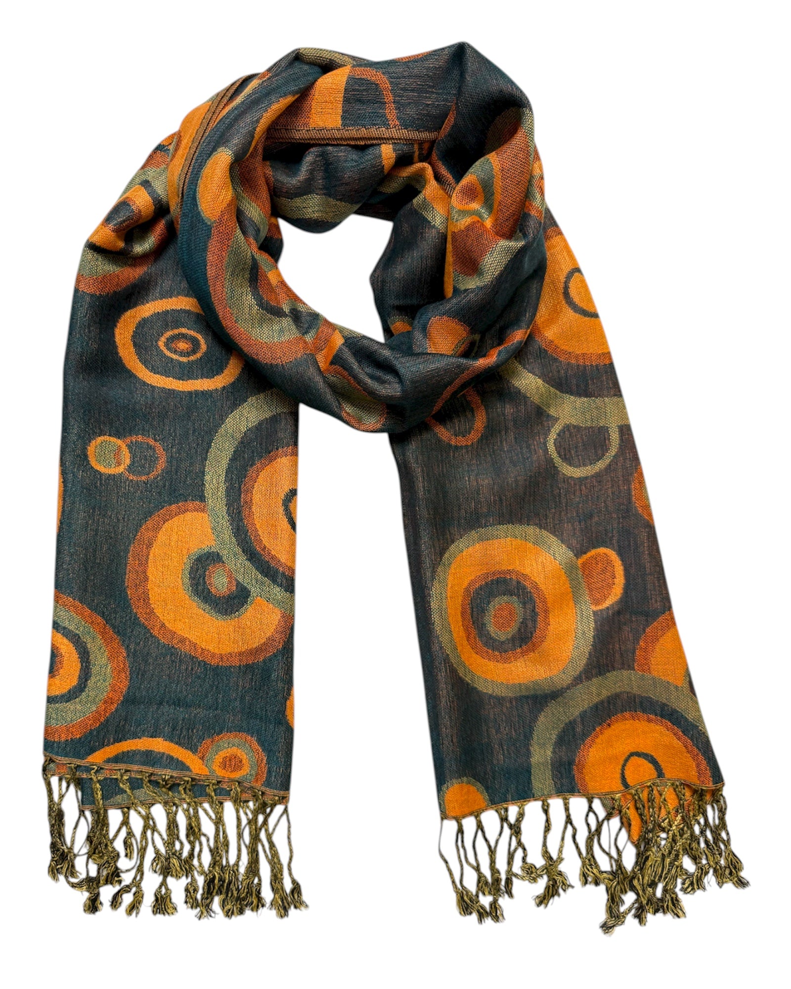 Blue & Orange Swirl Reversible Rave Pashmina