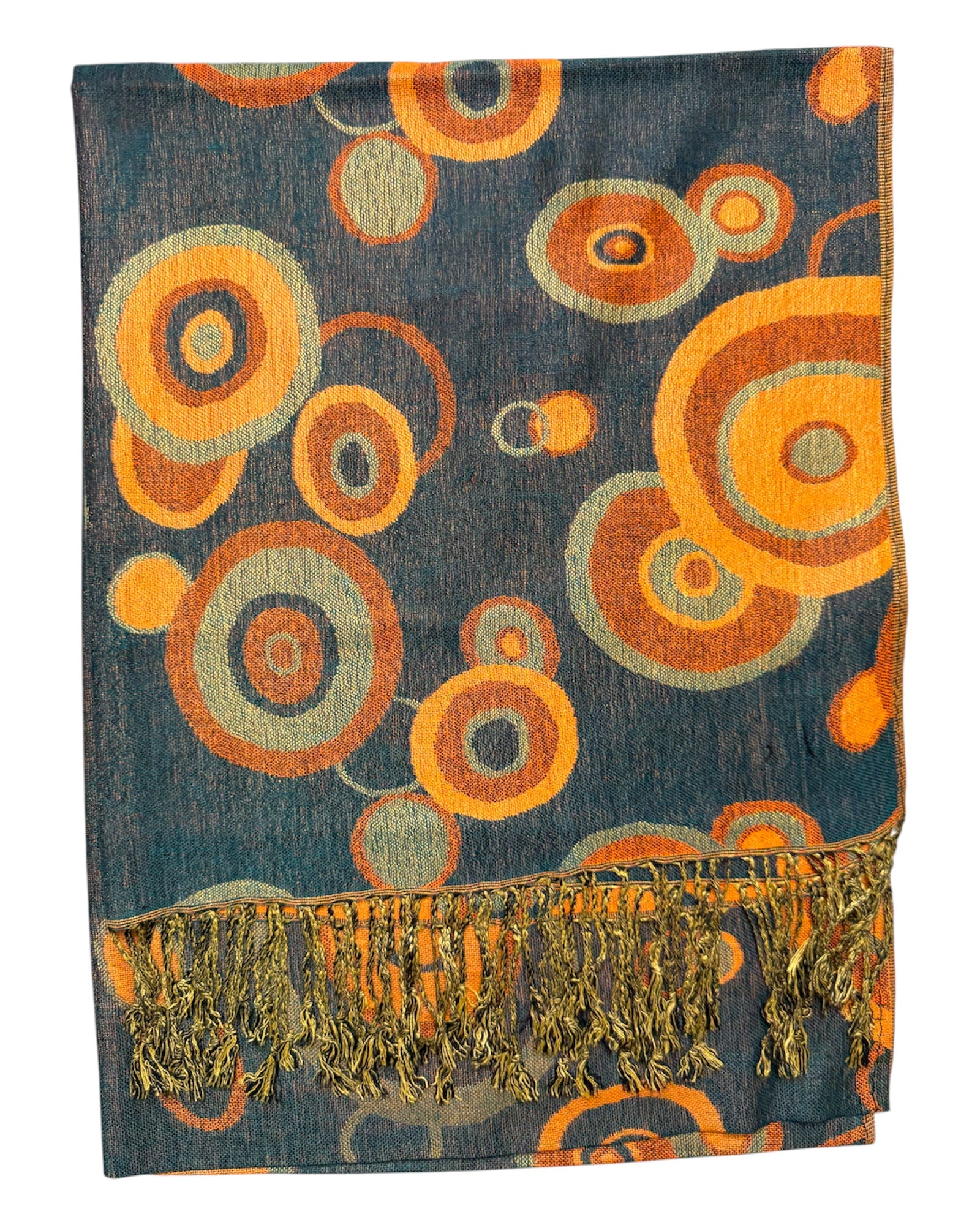 Blue & Orange Swirl Reversible Rave Pashmina