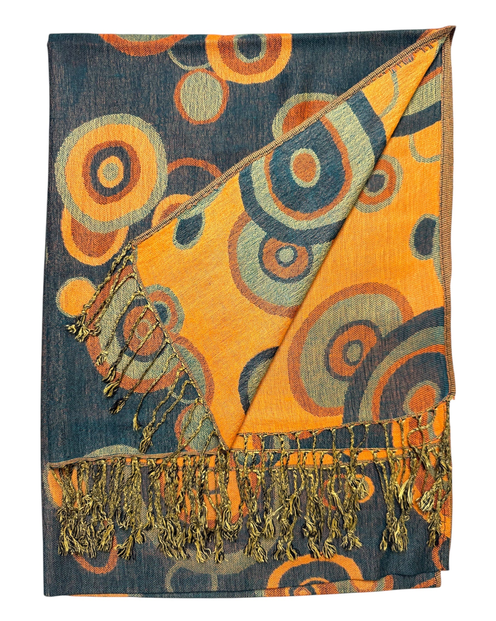 Blue & Orange Swirl Reversible Rave Pashmina