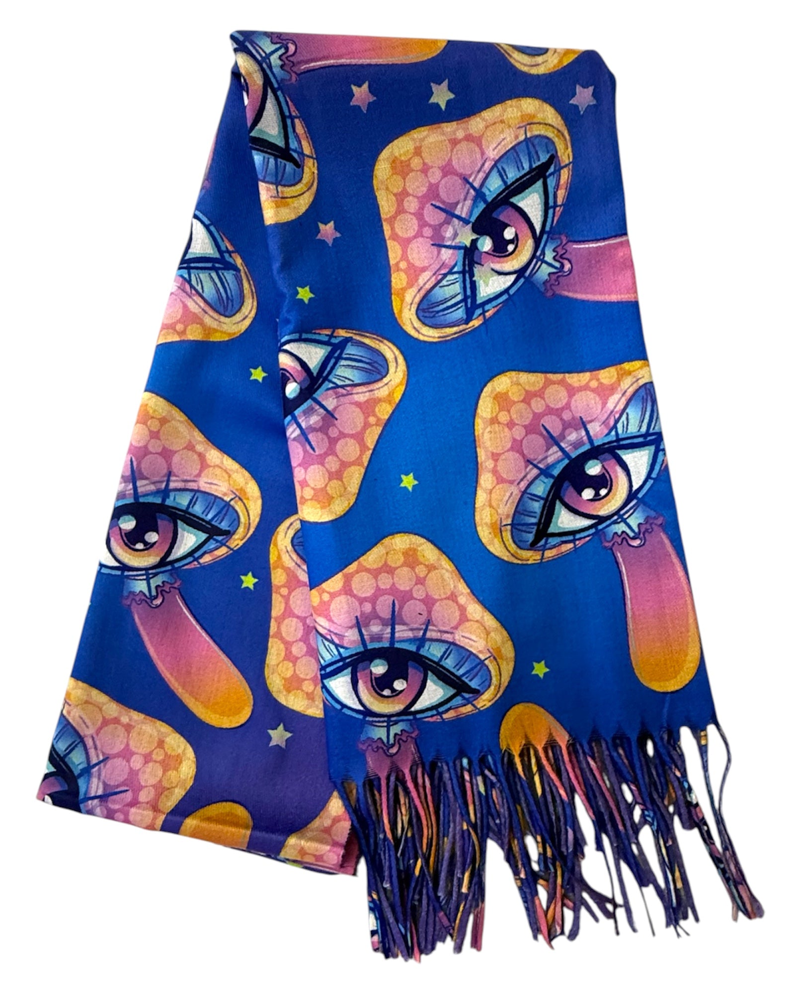 Pashmina Rave réversible yeux de champignon bleus et orange