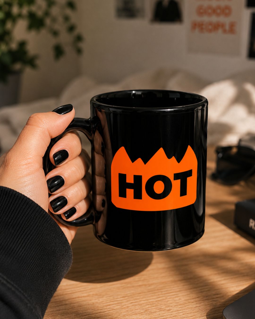Hot Sticker Black Glossy Mug
