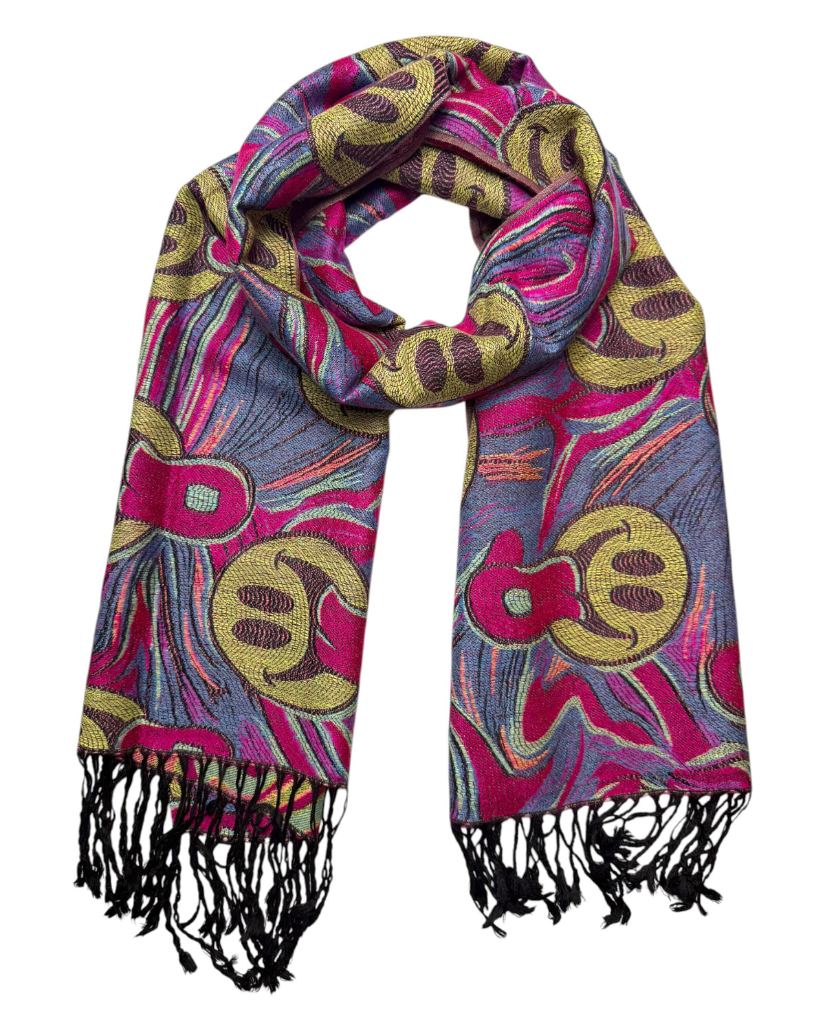 Pink & Blue Reversible Tripped Out Pashmina